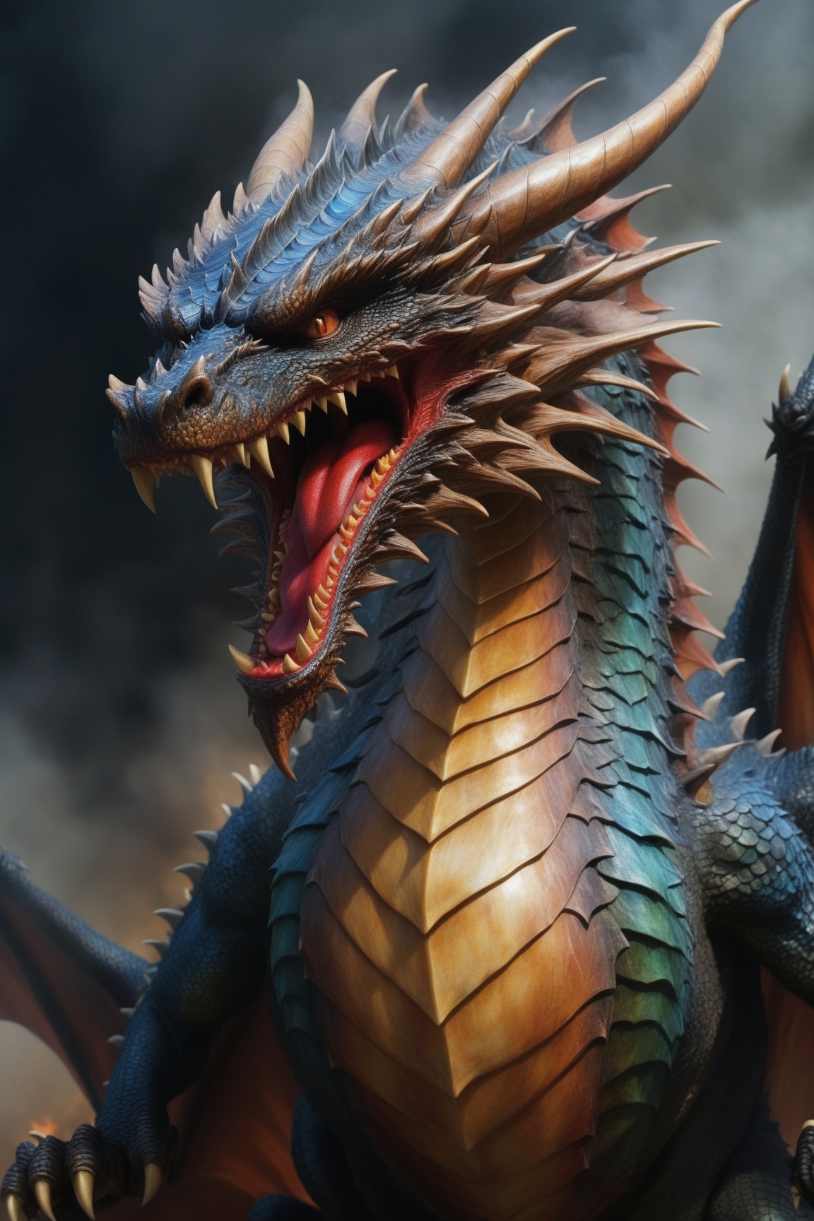 Angry fierce dragon,  darkart,  DonMn1ghtm4reXL on Tensor.Art