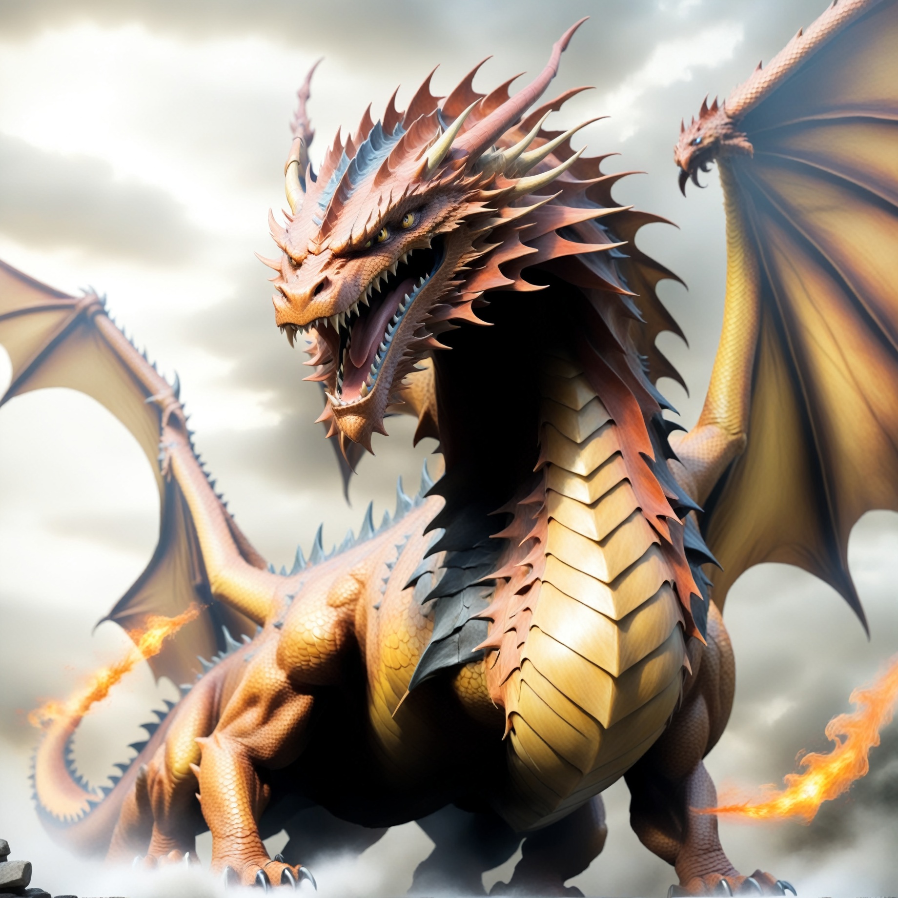 Angry fierce dragon,  darkart,  Leonardo Style on Tensor.Art