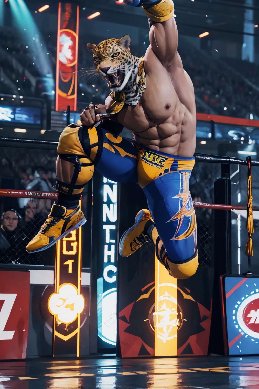 king_tekken8,  image of King from Tekken,  wrestling outfit on Tensor.Art