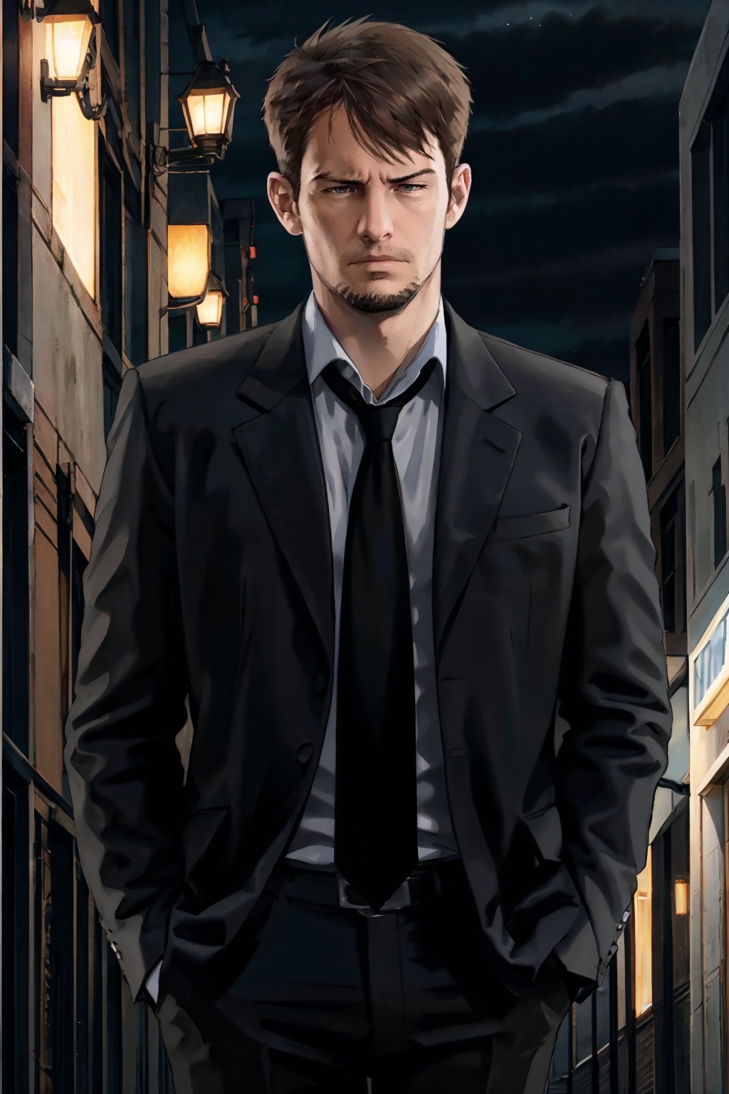 kyle_hyde,  portrait image of Kyle Hyde walking in a dark alley during the night,  detective on Tensor.Art