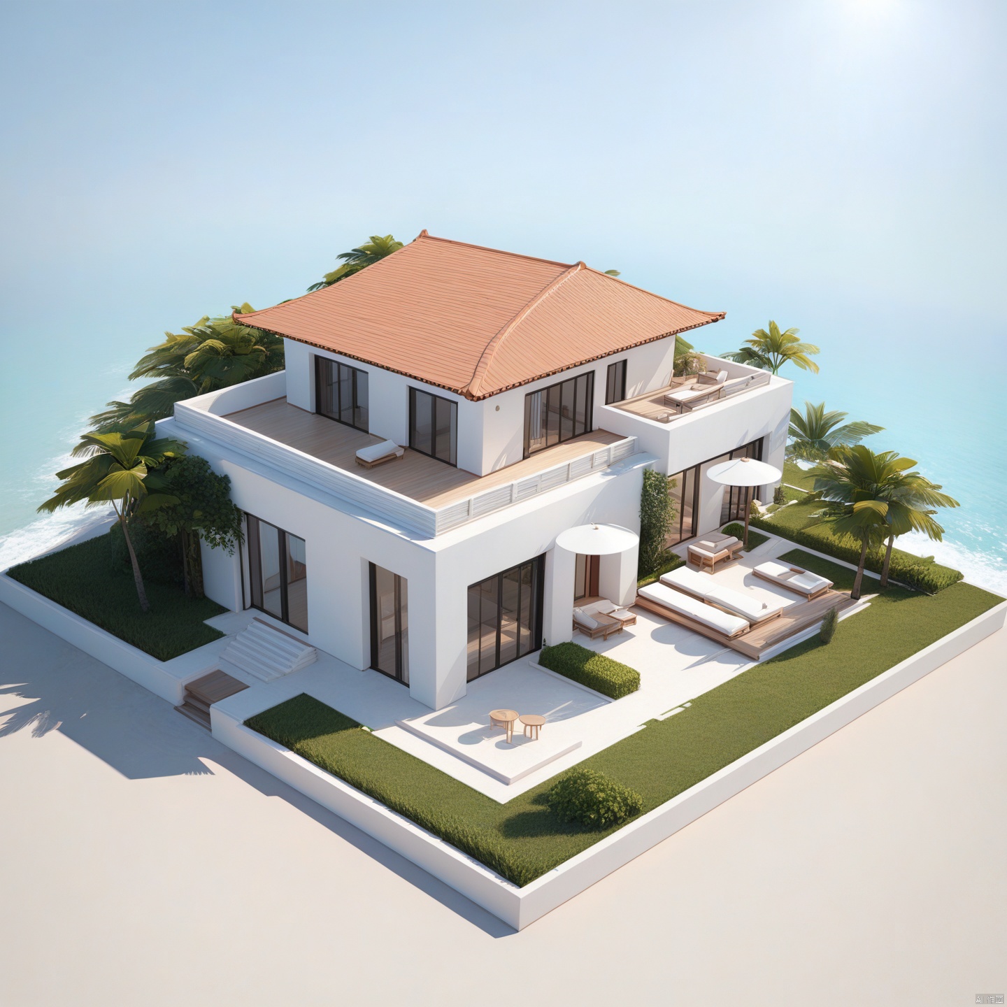 (3D scene),(3D model),Minimalist Design, Villa , (masterpiece)