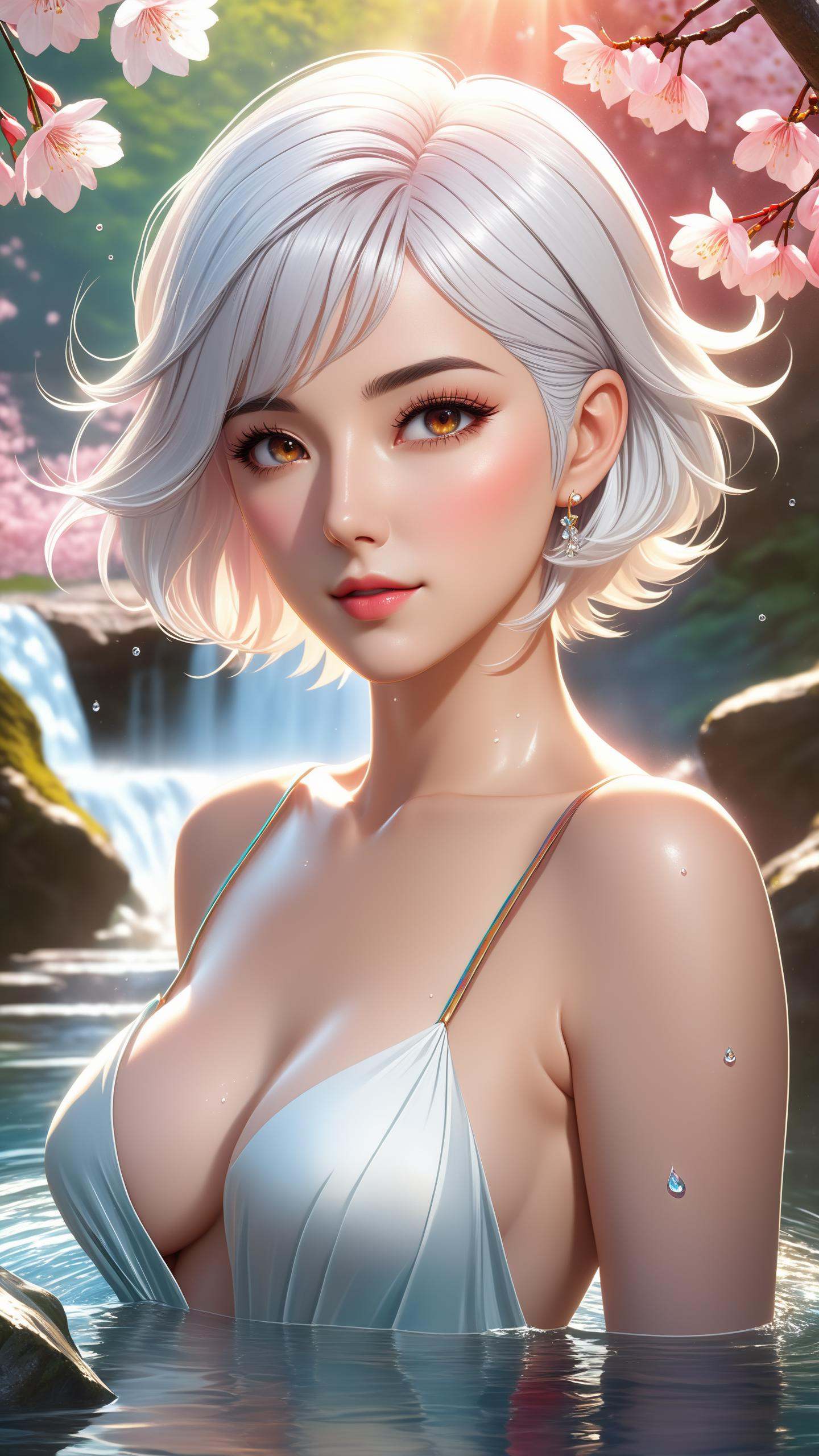 ((short parted down middle white hair)),  solo,  masterpiece on Tensor.Art