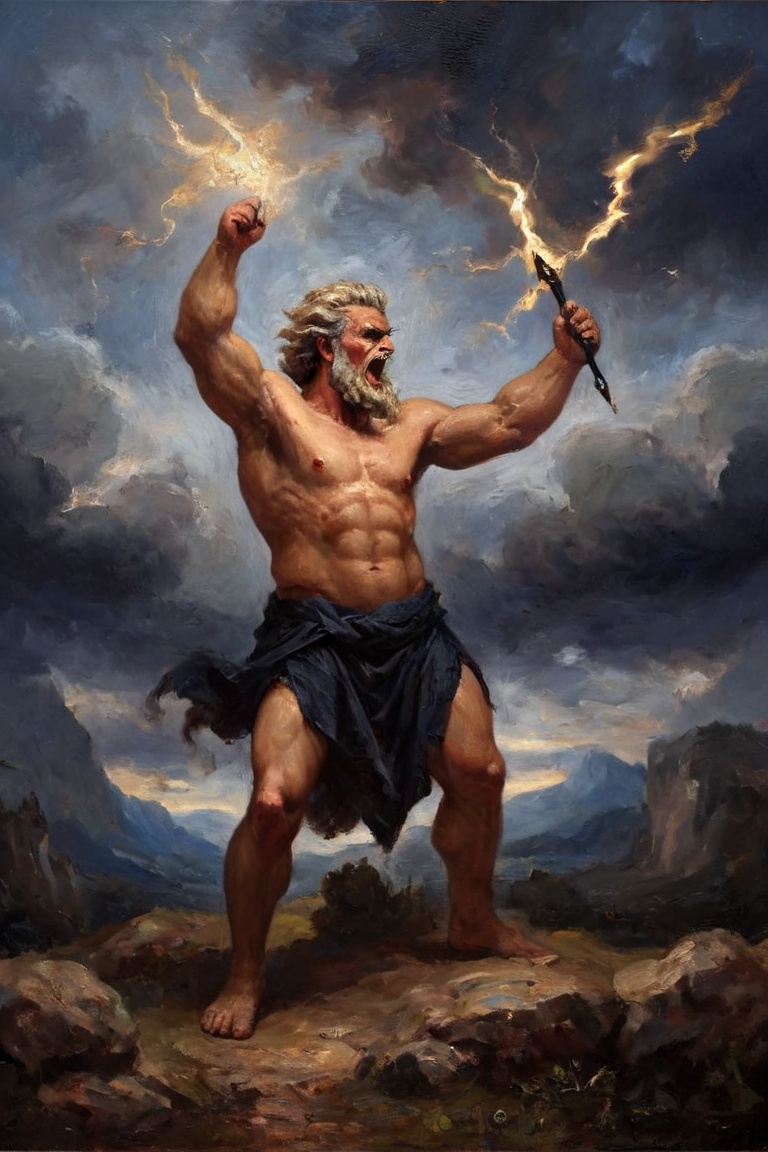 angry zeus,  oil painting on Tensor.Art