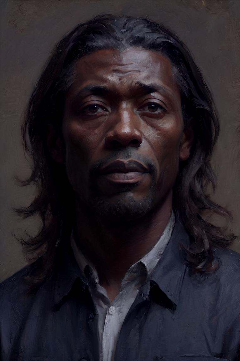 50 year old slight Ibrahima,  looking up,  his hair is Brunette on Tensor.Art