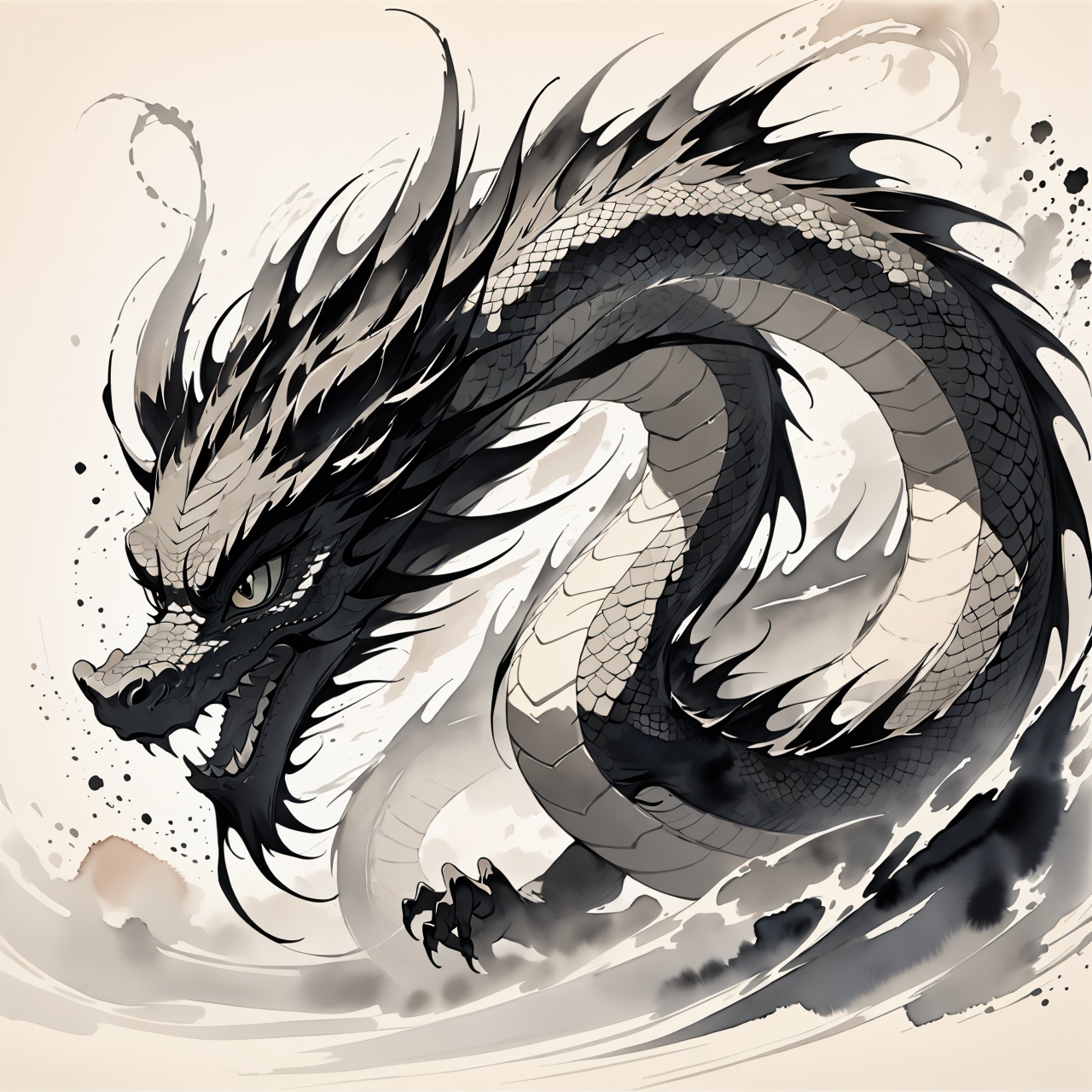 dragon,  watercolor on Tensor.Art