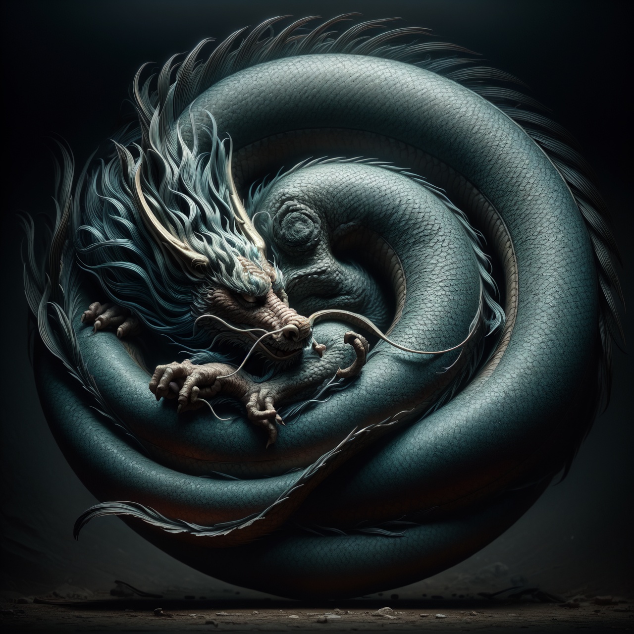 Chinese dragon,  sleeping dragon posture,  head bowed by FuturEvoLab on Tensor.Art