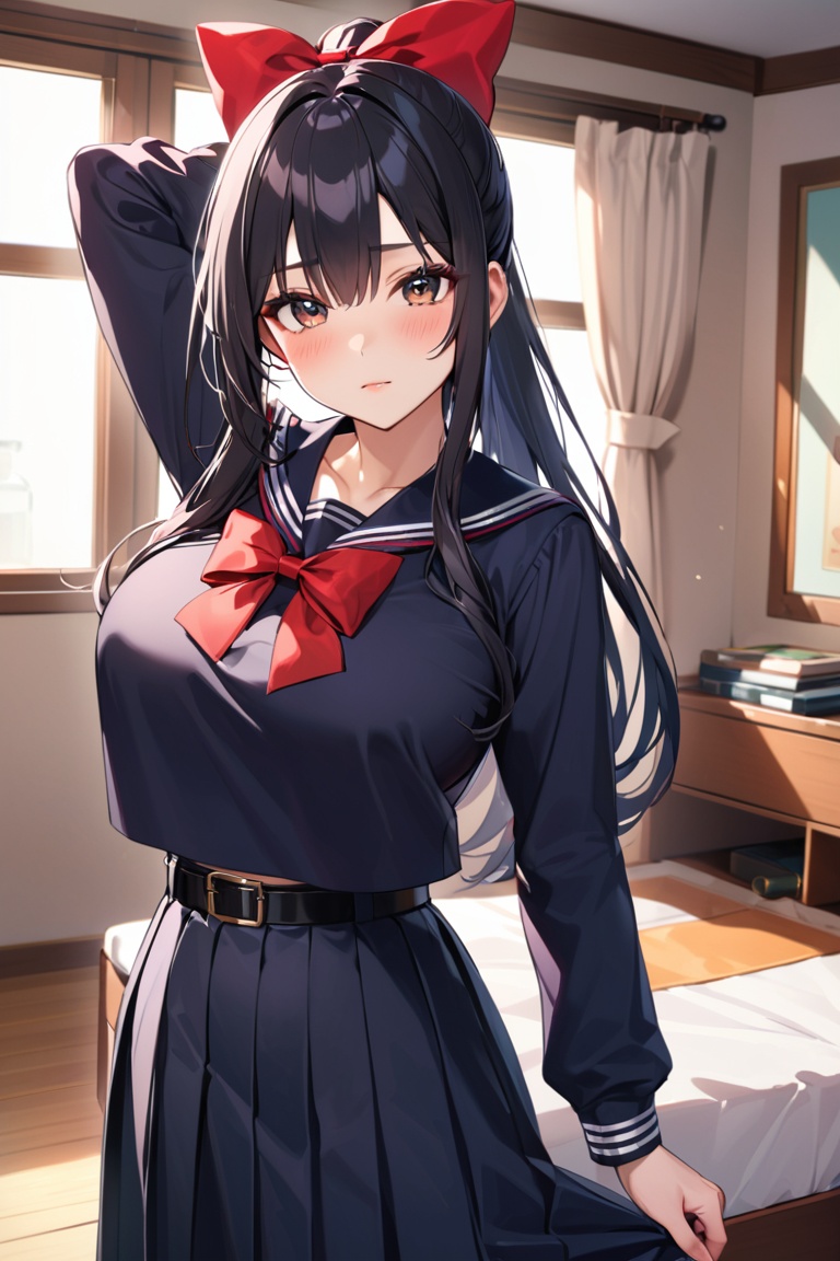 black shirt,  long skirt,  serafuku on Tensor.Art
