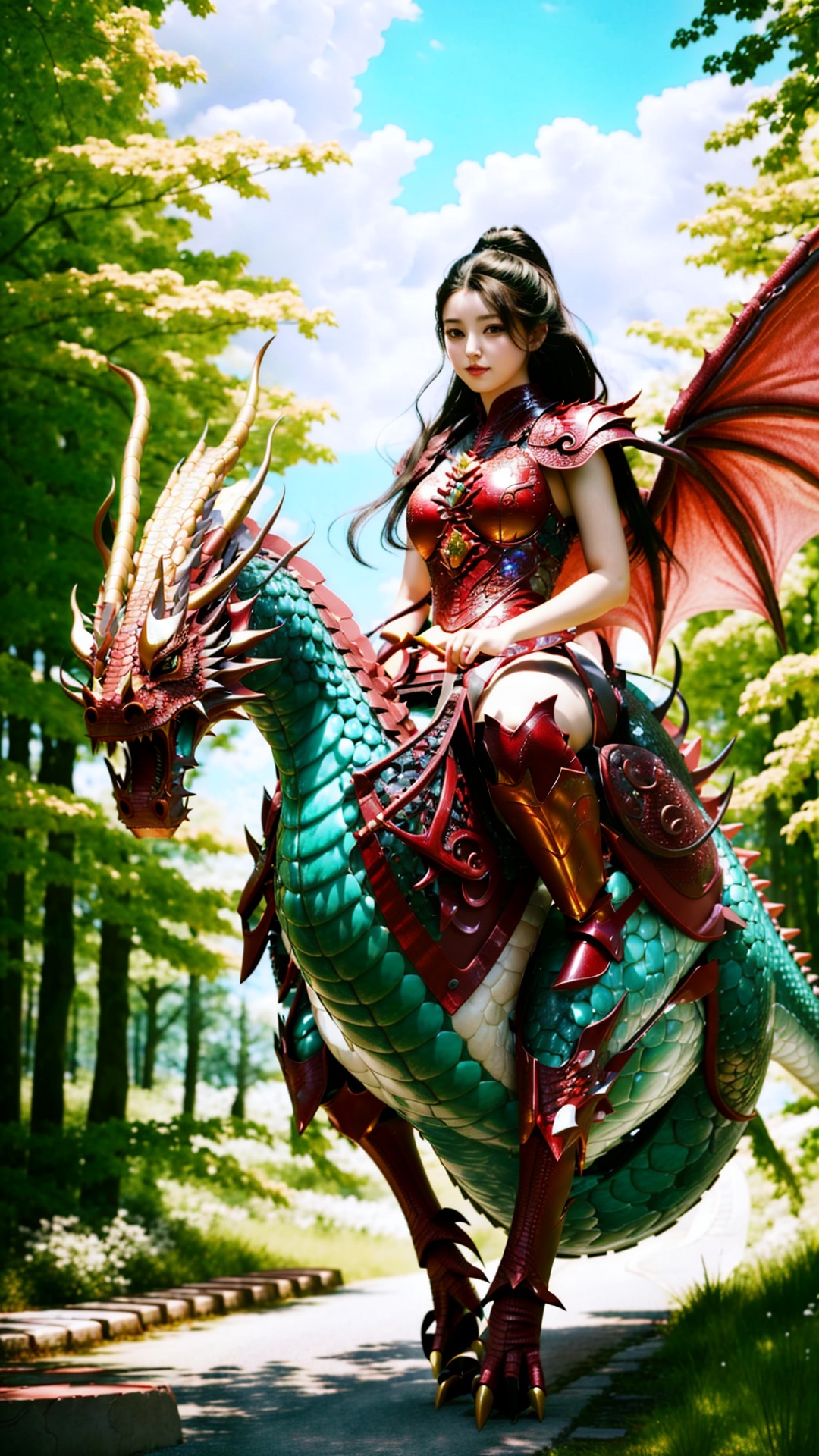 A girl riding a dragon,  beautiful,  full body by Kael on Tensor.Art