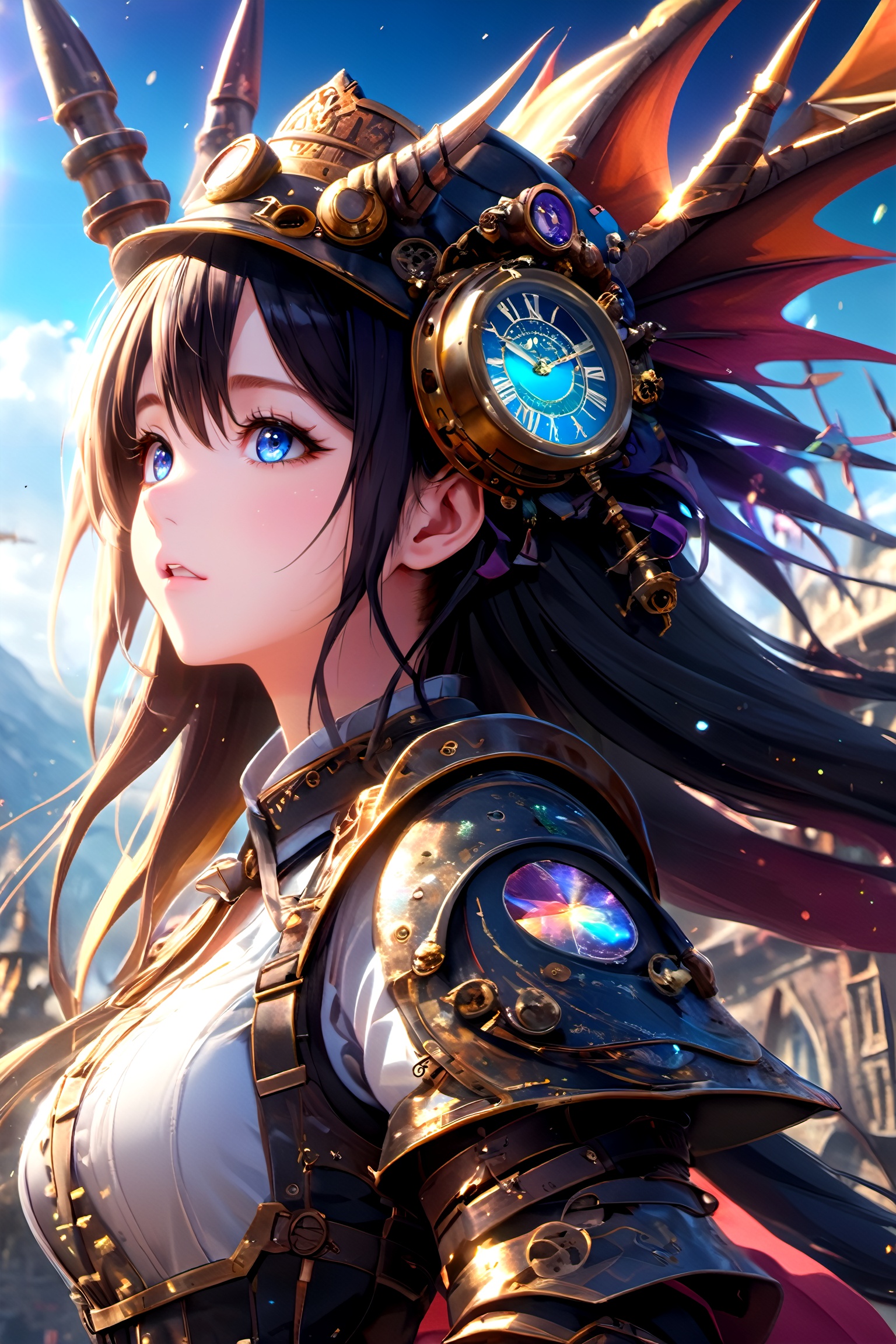 RainbowDragon,  Adventurer very beautiful and kawaii girl is terrified in front of the dragon,  ultra high-definition anim...