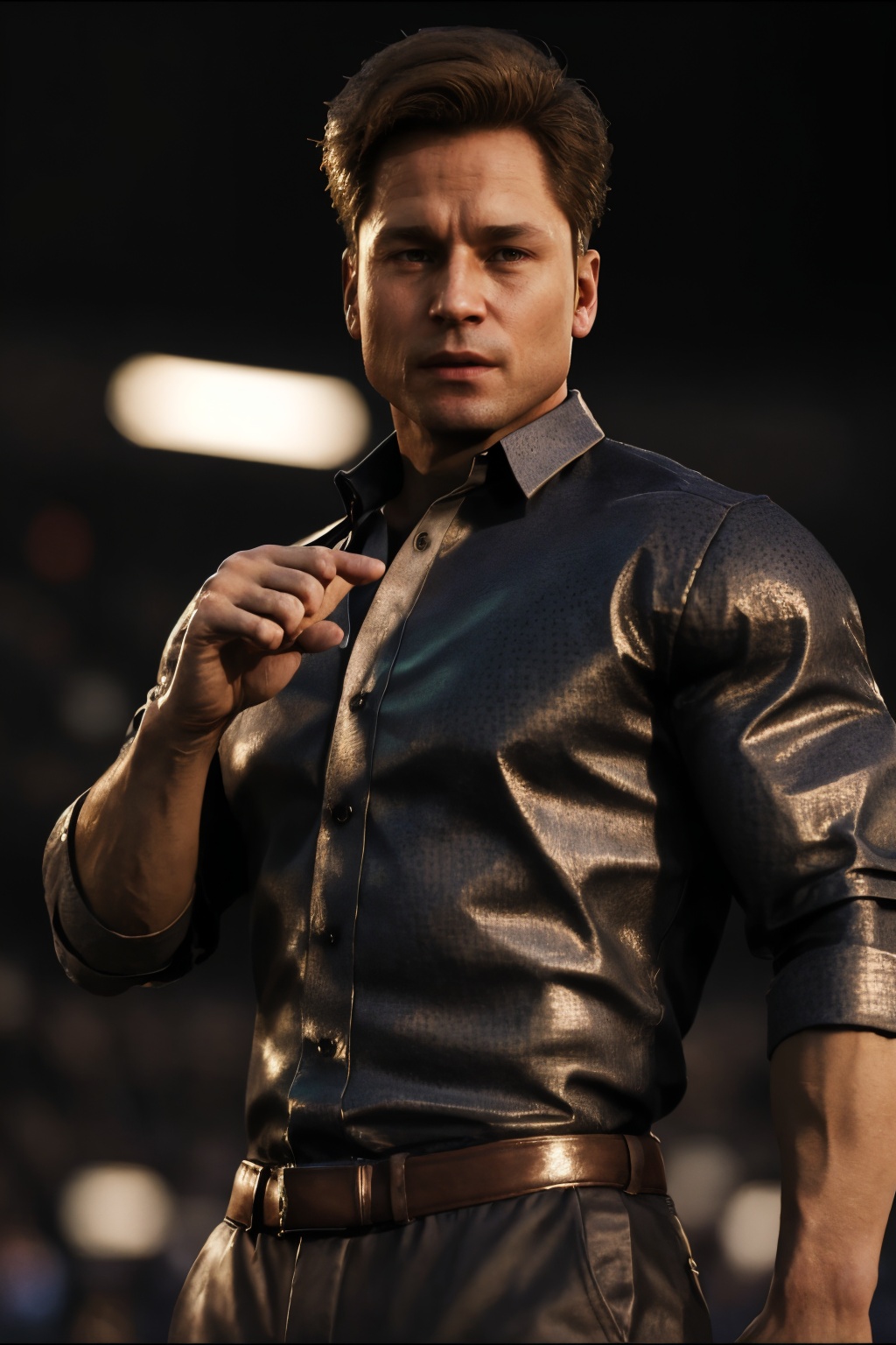 fullbody image of Johnny Cage,  1man,  collared shirt on Tensor.Art