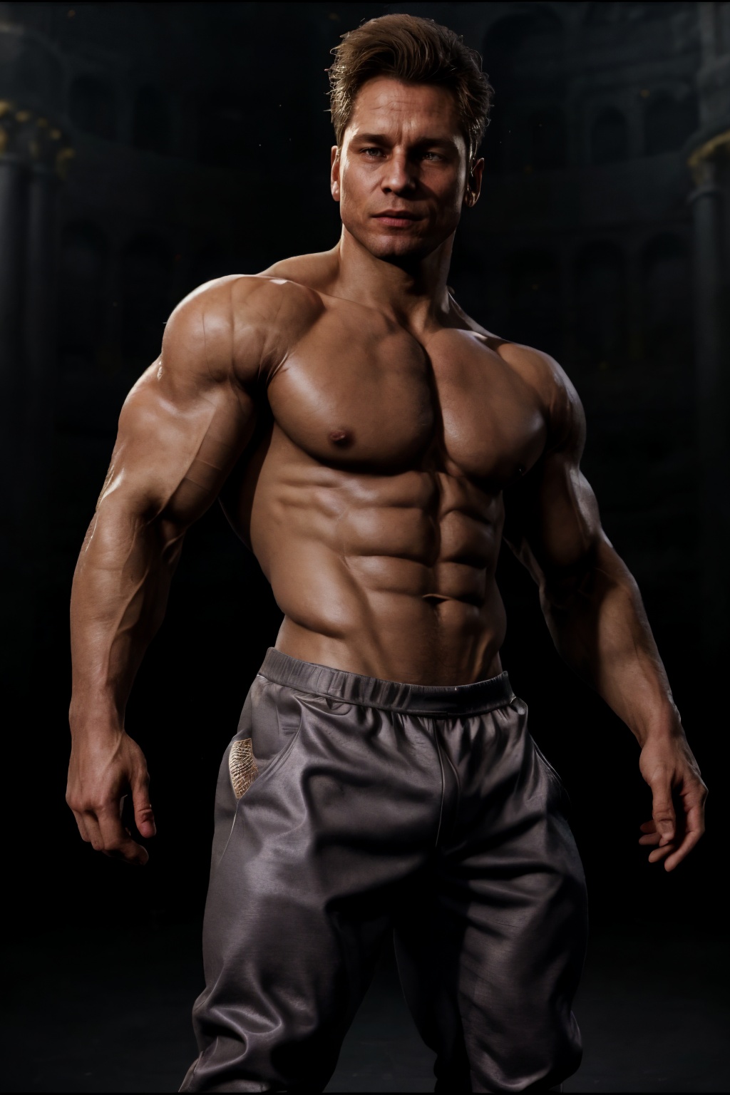 fullbody image of Johnny Cage,  1man,  sweatpants on Tensor.Art
