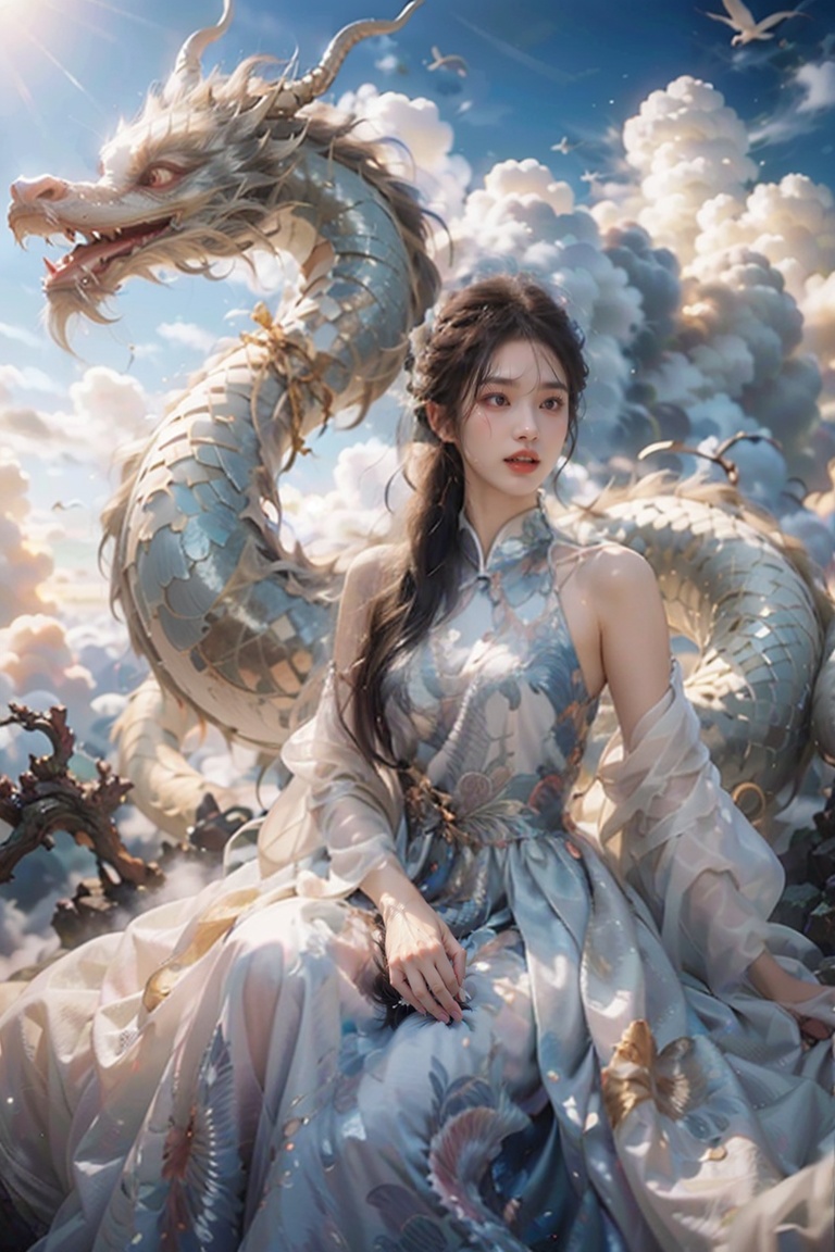 1girl,  dragon,  eastern dragon on Tensor.Art