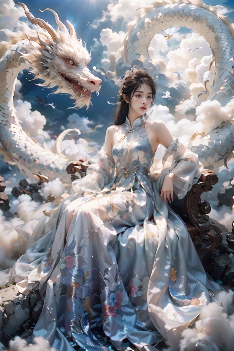1girl,  dragon,  eastern dragon on Tensor.Art