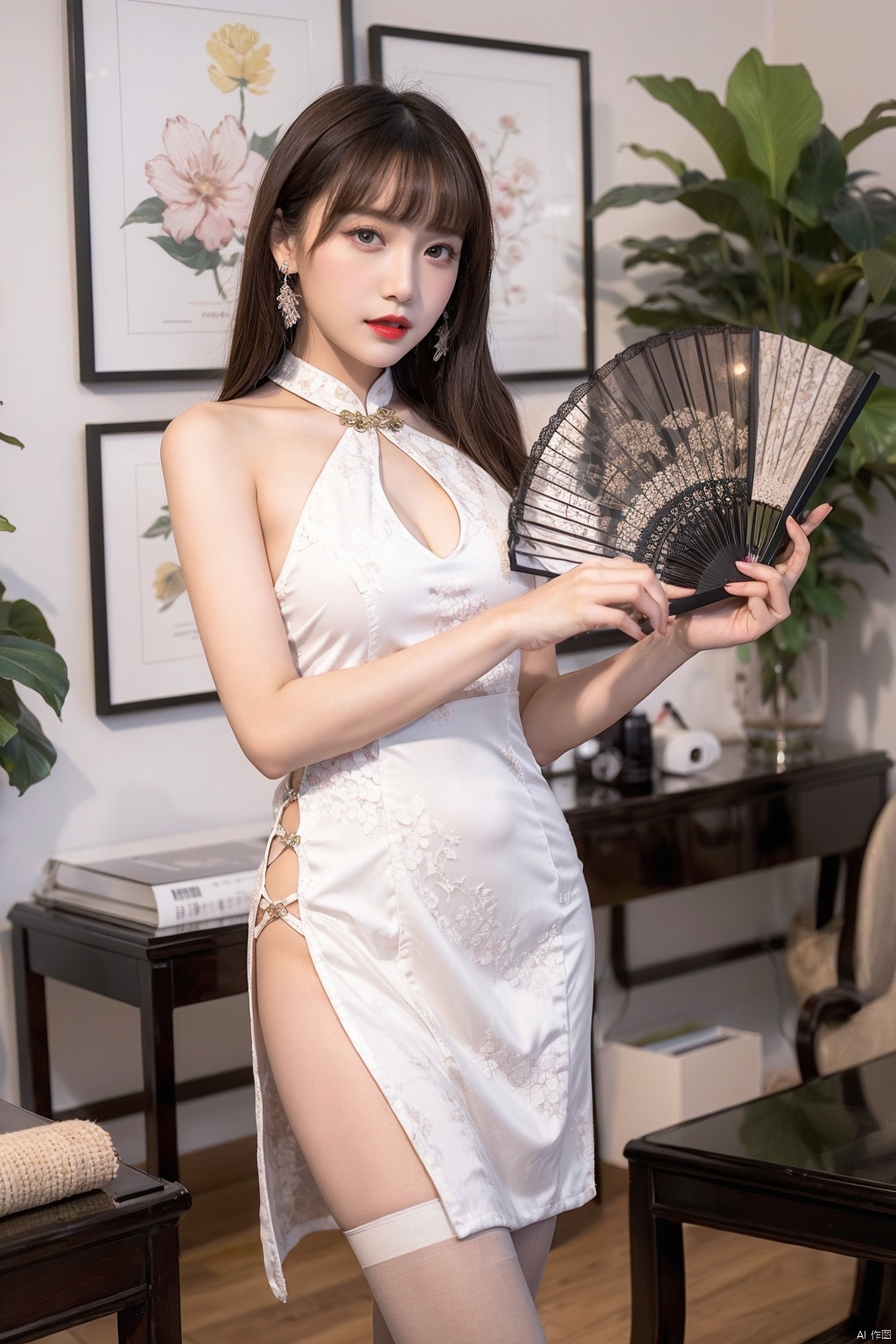 1girl,  hand fan,  solo on Tensor.Art