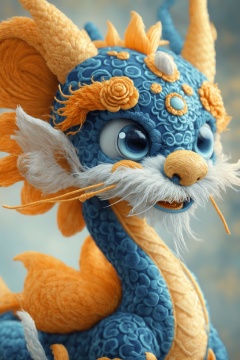 (best quality),(masterpiece),embroider,dragon,no humans,red and gold,animal focus,solo,looking at viewer,realistic,animal,blue eyes,<lora:embroiderDoll:0.8>,