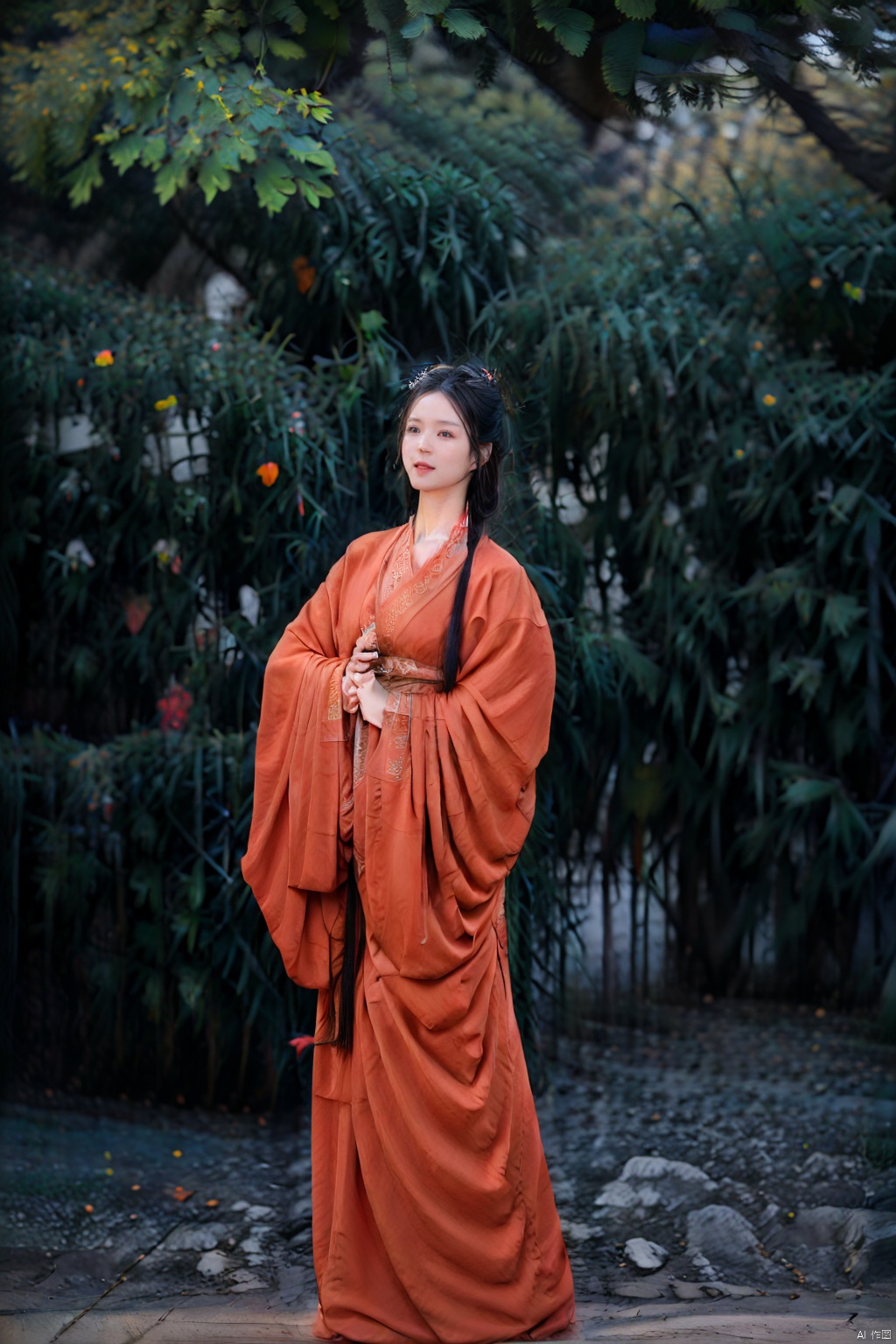 (masterpiece,best quality:1.5), ultra realistic,1girl, long hair, straight hair, portrait, mysterious forest, firefly, bokeh, mysterious, night, sky, cloud,hanfu
