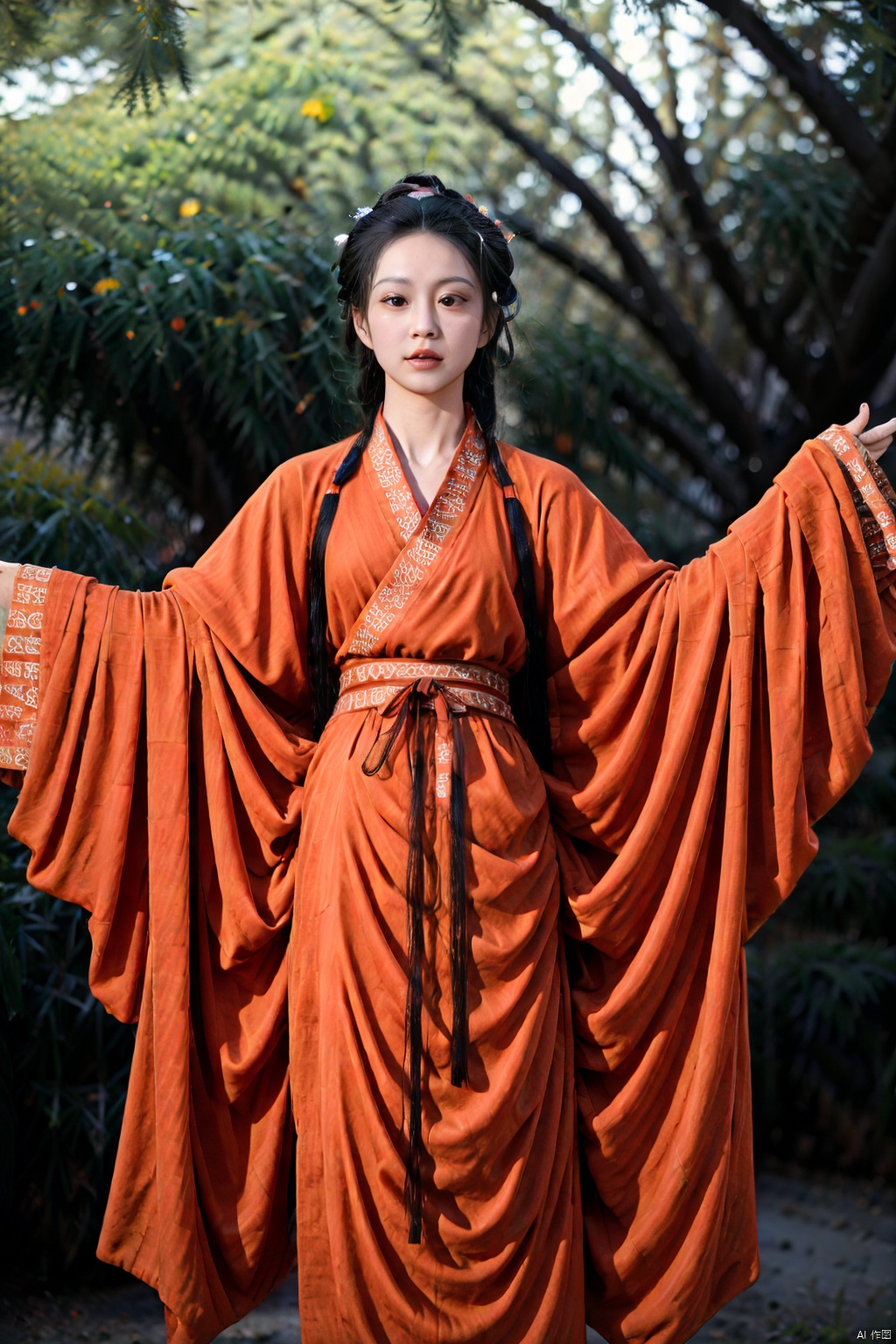 (masterpiece,best quality:1.5), ultra realistic,1girl, long hair, straight hair, portrait, mysterious forest, firefly, bokeh, mysterious, night, sky, cloud, hanfu