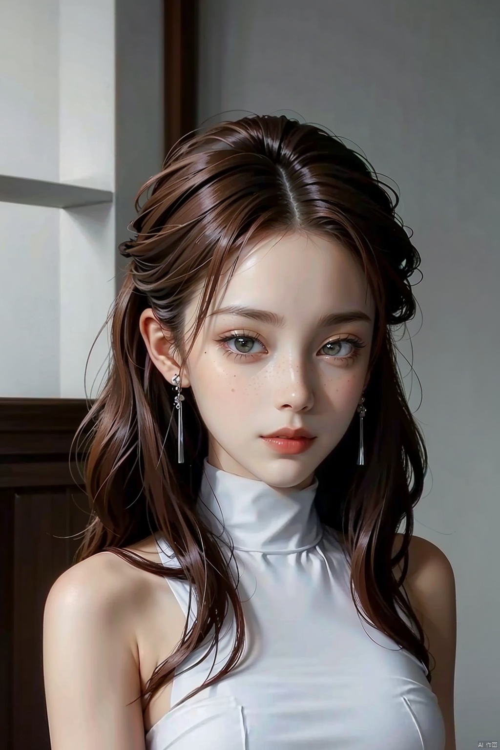  ((Glamour Shot)),(best quality, high quality, sharp focus:1.4), european beautiful woman, model face, (ginger:1.3), (freckles:1.1), look at the viewer, street, best quality, realistic ,masterpiece,bokeh, 4k,photographic, fine texture, incredibly lifelike, sldr3ssng, white dress
, kongque, ll-hd,long_hair,black-hair