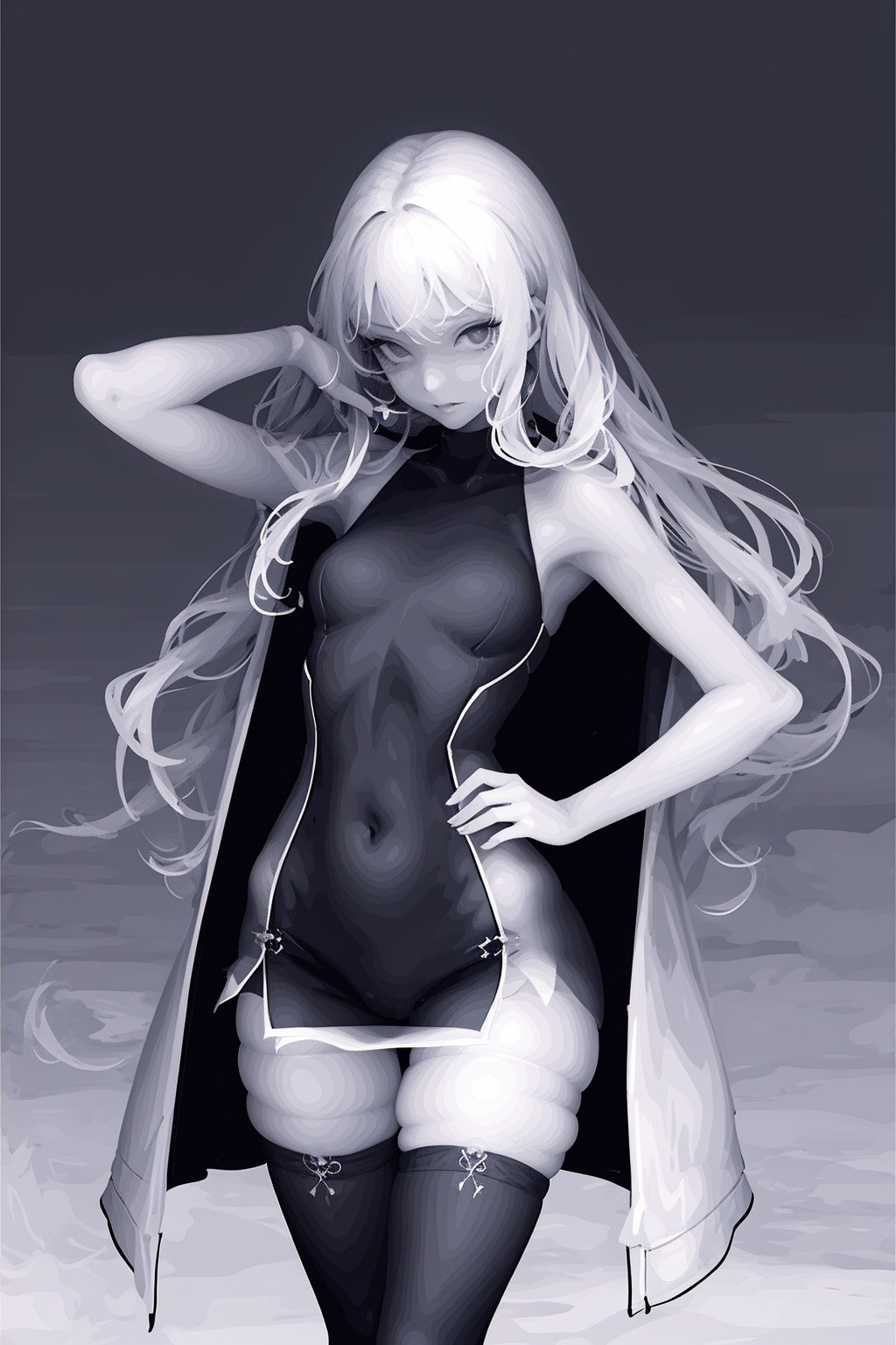 1girl,  long coat,  body suit on Tensor.Art