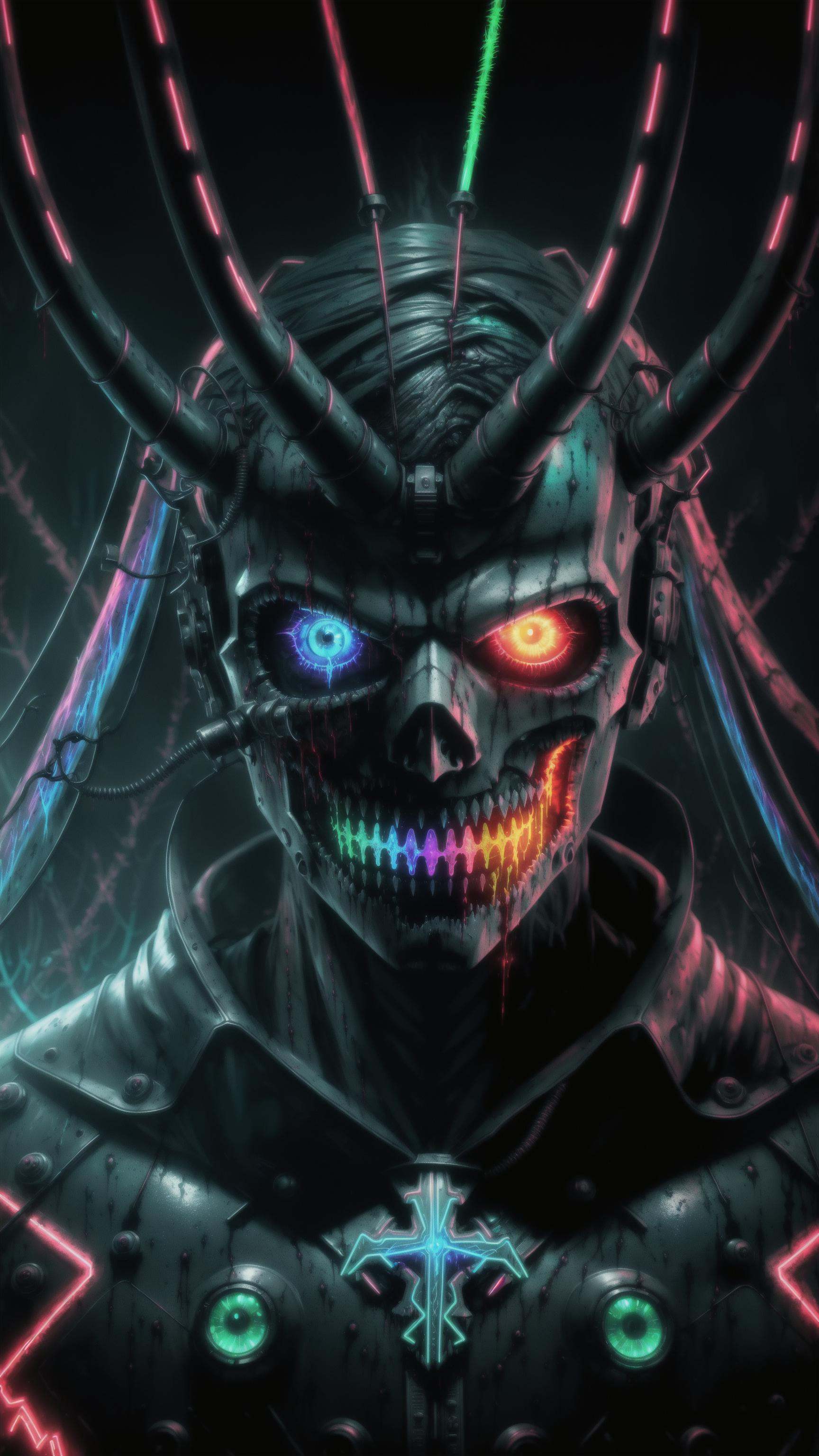 sharp neon sky filled with the souls of the deads,  fog,  neon spirits on Tensor.Art