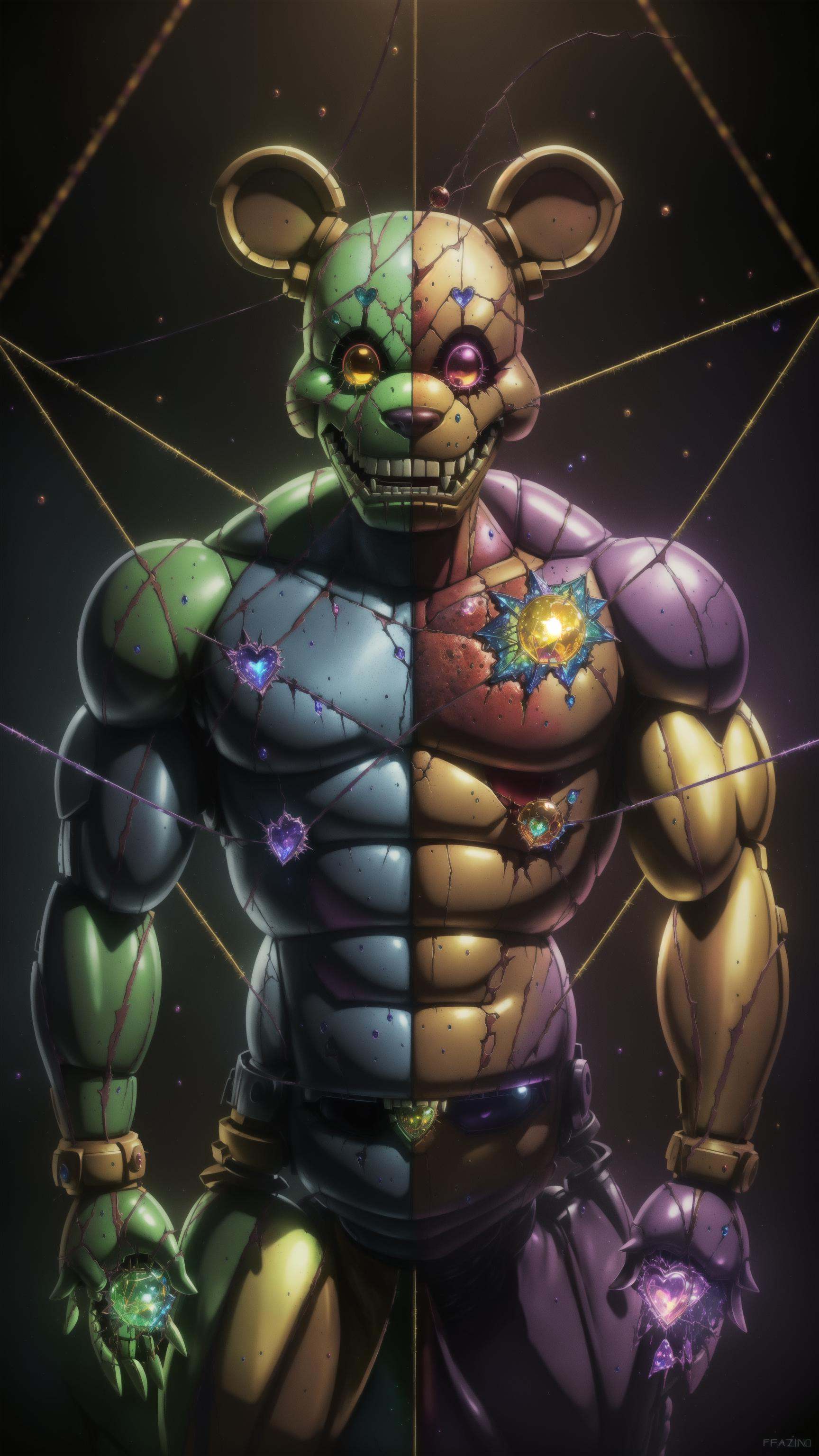 bonnie fnaf,  rainbow springtrap,  muscular animatronic on Tensor.Art