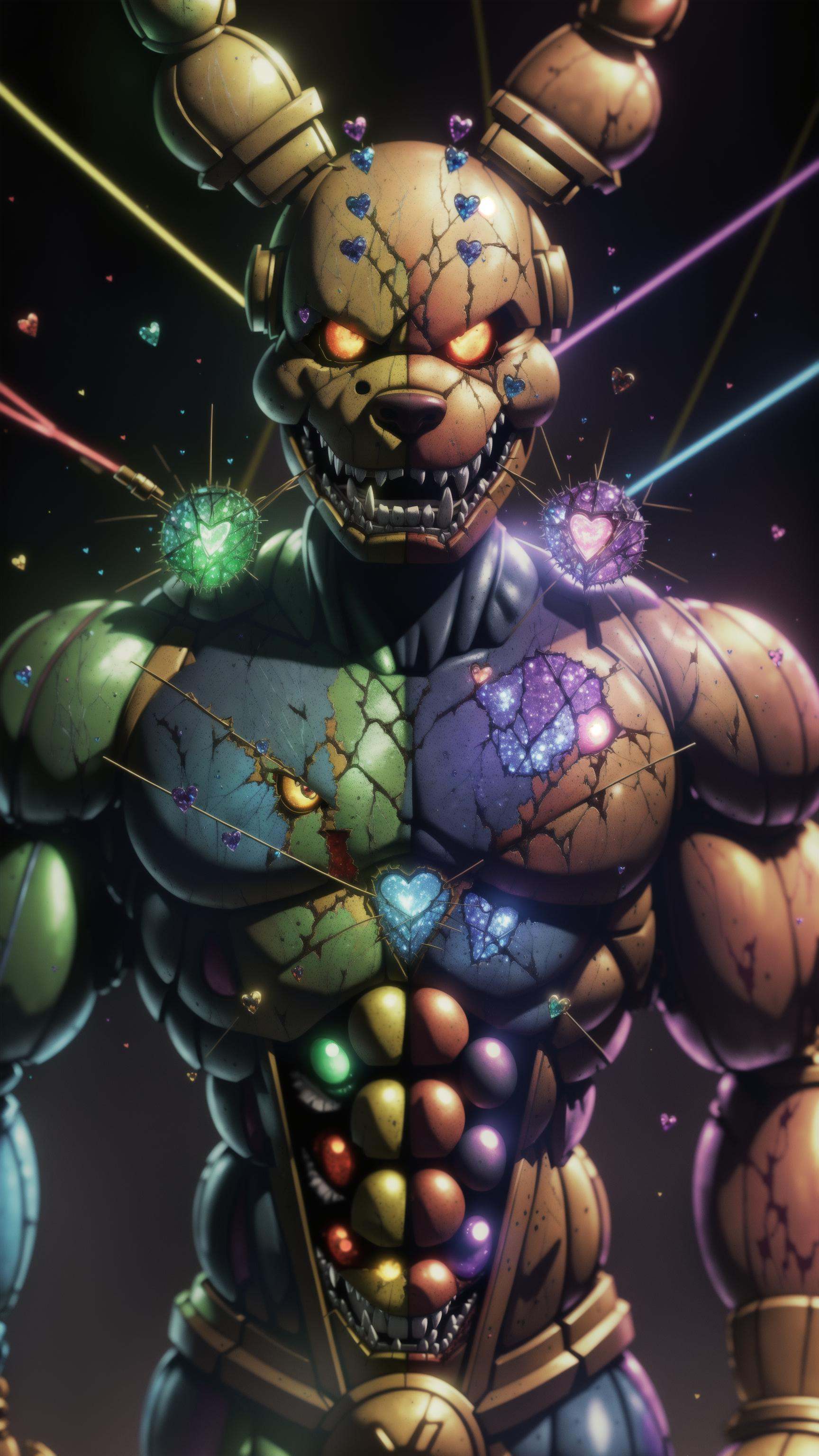 bonnie fnaf,  rainbow springtrap,  muscular animatronic on Tensor.Art