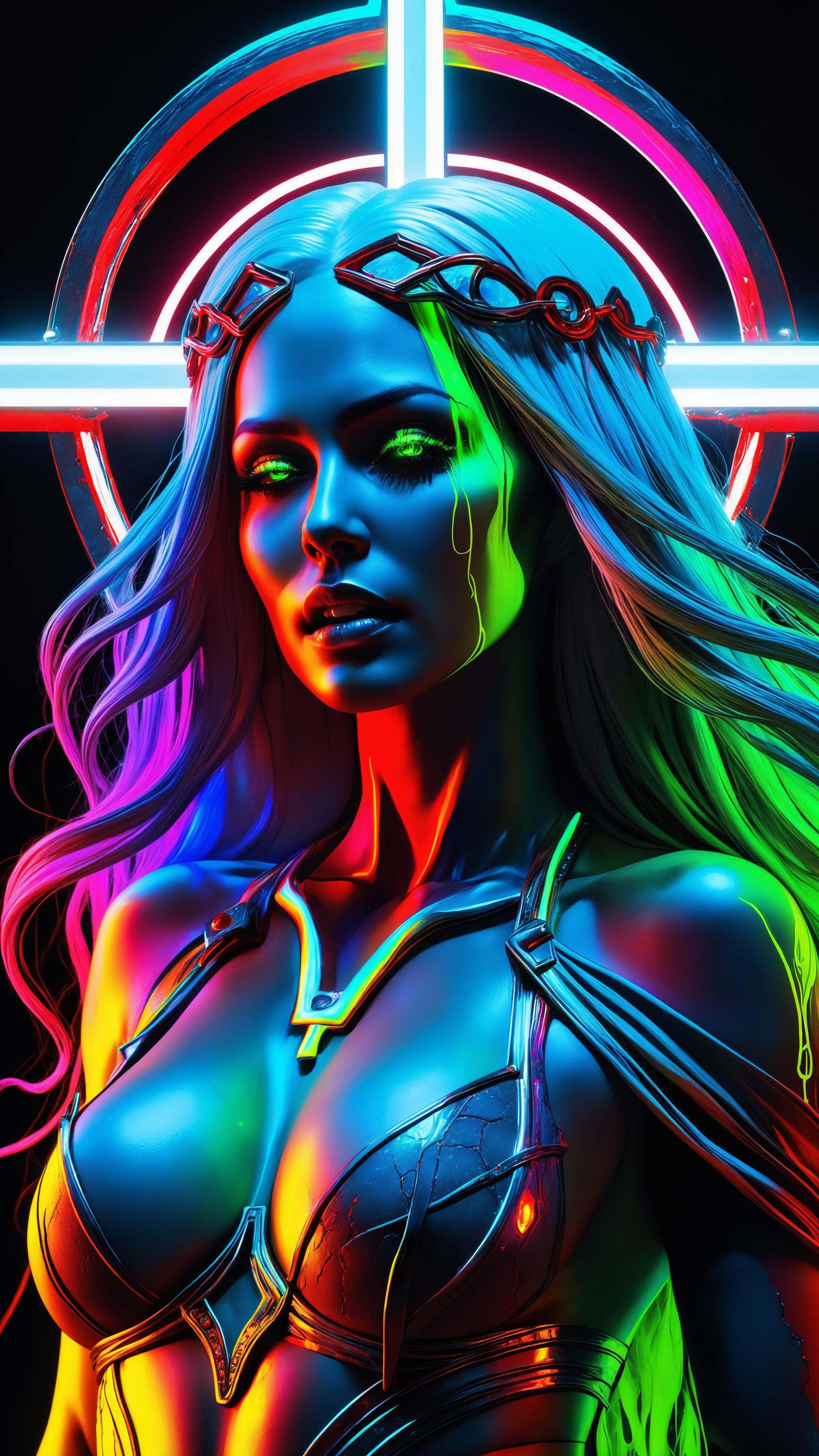 sharp neon sky filled with the souls of the deads,  neon spirits,  realistic ghosts on Tensor.Art