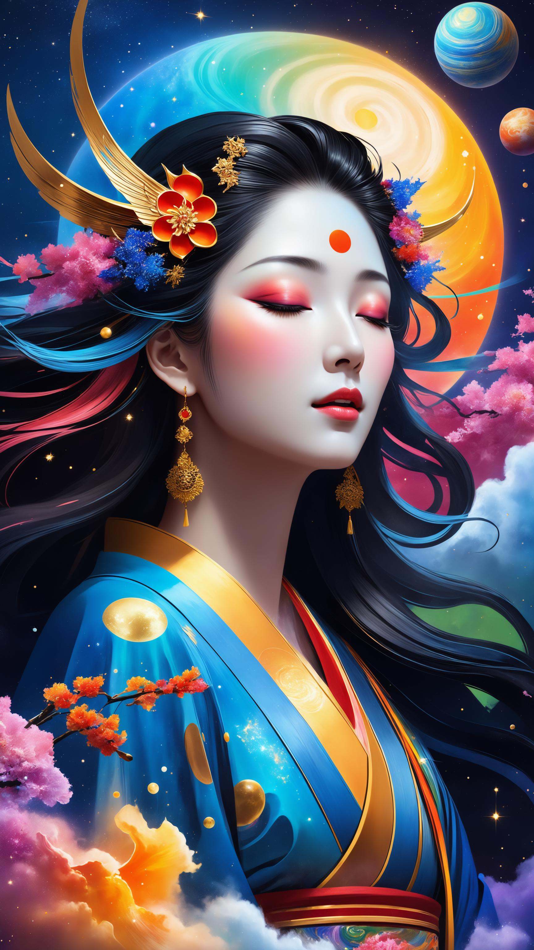 a beautifulgirl ,  closed eyes,  portrait on Tensor.Art