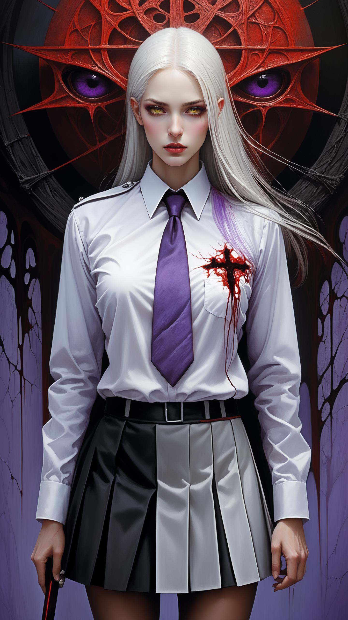 girl with a pretty face,  white hair,  purple eyes on Tensor.Art