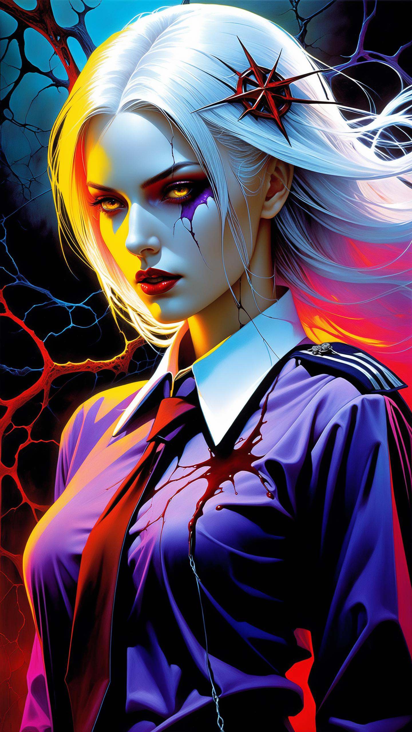 girl with a pretty face,  white hair,  purple eyes on Tensor.Art