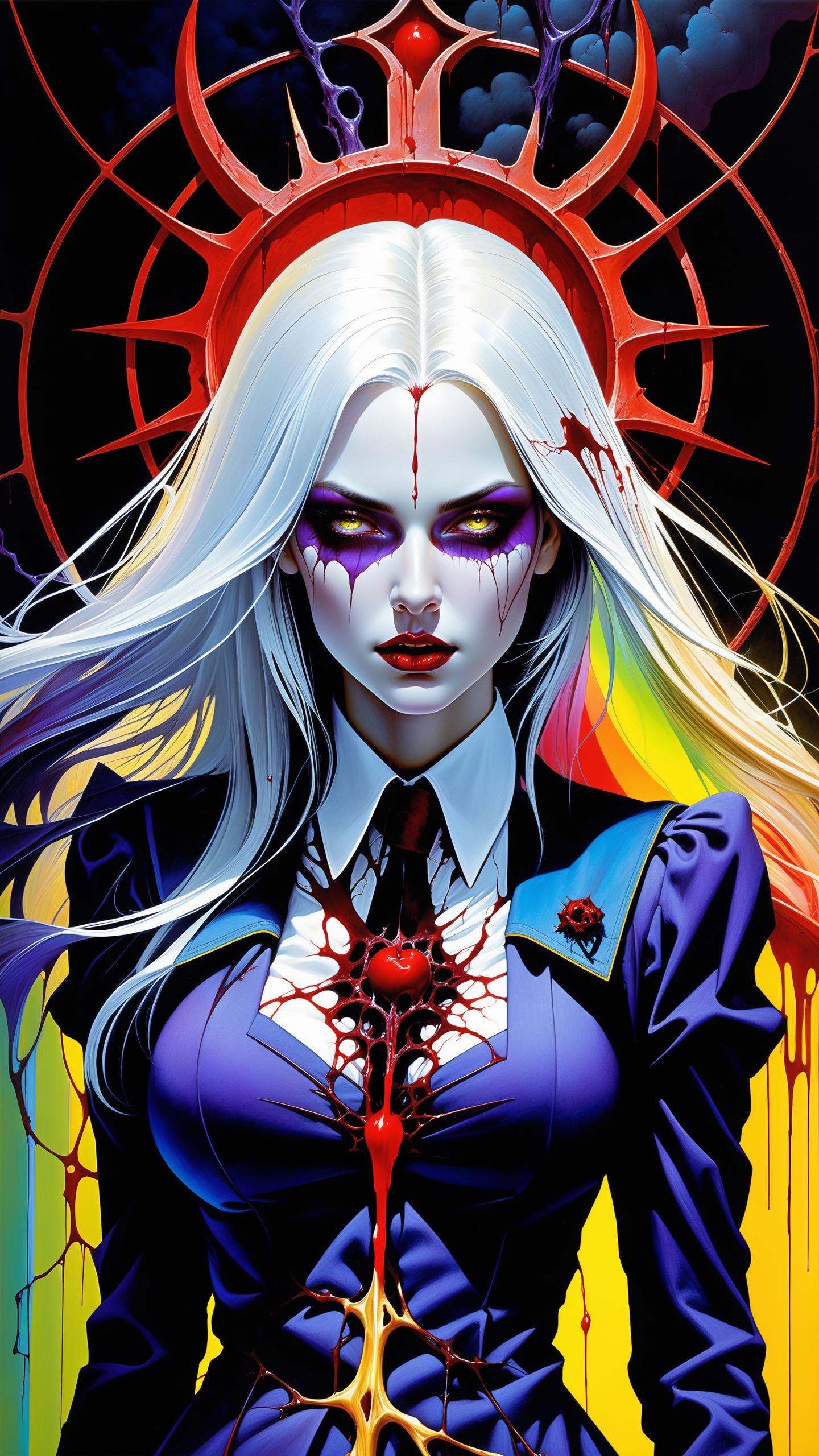 girl with a pretty face,  white hair,  purple eyes on Tensor.Art