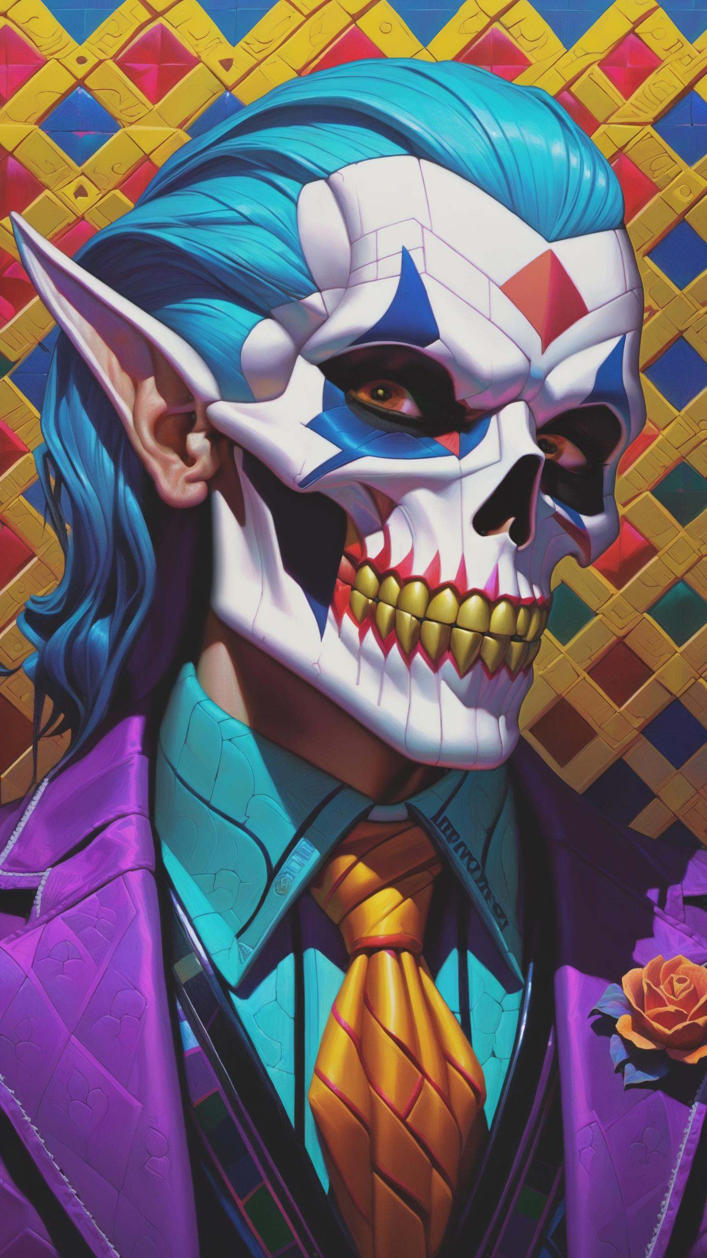Hyper realistic art skull joker demon concept art portrait by Casey Weldon,  Olga Kvasha,  Miho Hirano on Tensor.Art