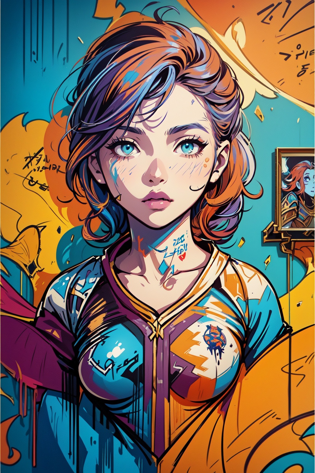 2D,  (Zayra \League of Legend\,  picture on the wall on Tensor.Art