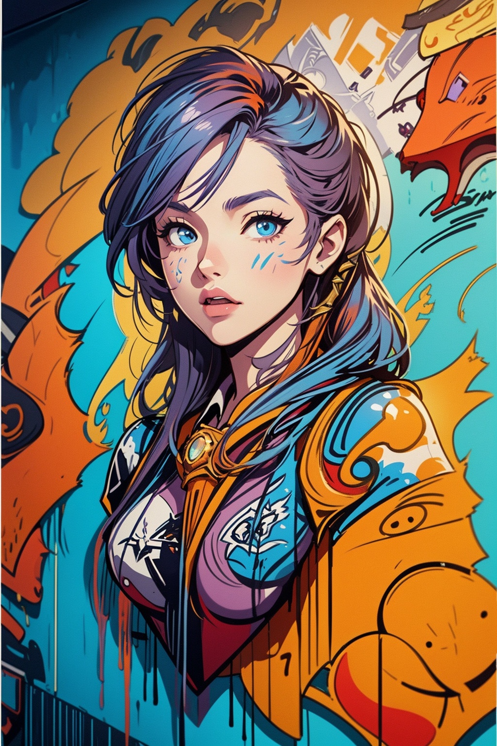 2D,  (Zayra \League of Legend\,  picture on the wall on Tensor.Art