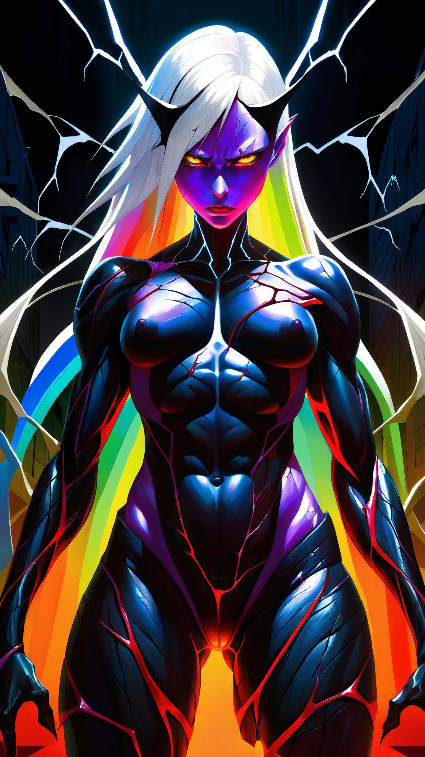 black humanoid made of rock,  upper body,  bare-chested on Tensor.Art