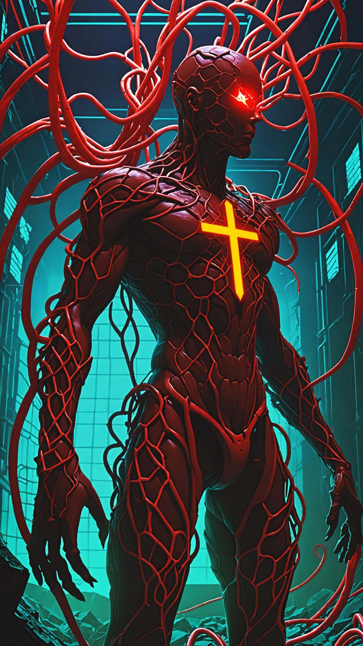 a cybermutant flesh mutant made of pulsating flesh and biomechanical limbs,  hyper mutant girl,  fusion of flesh and machi...