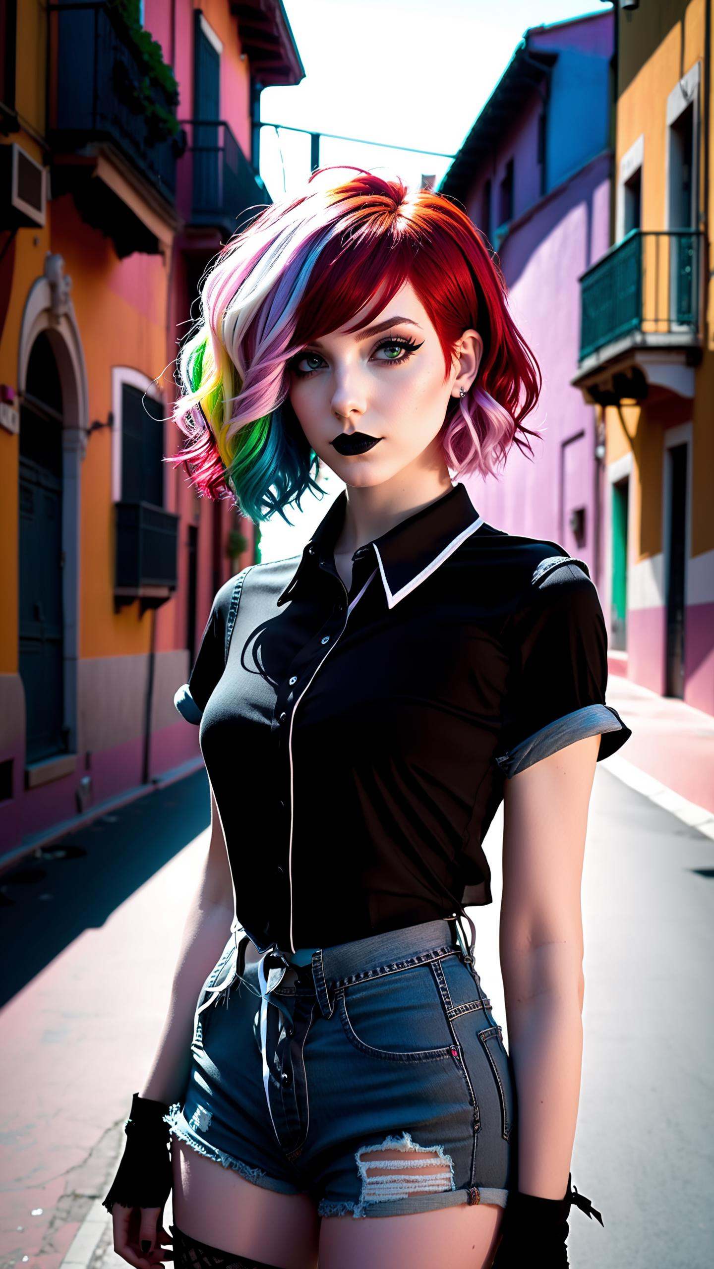 Dark shot,  city street,  pastel goth on Tensor.Art