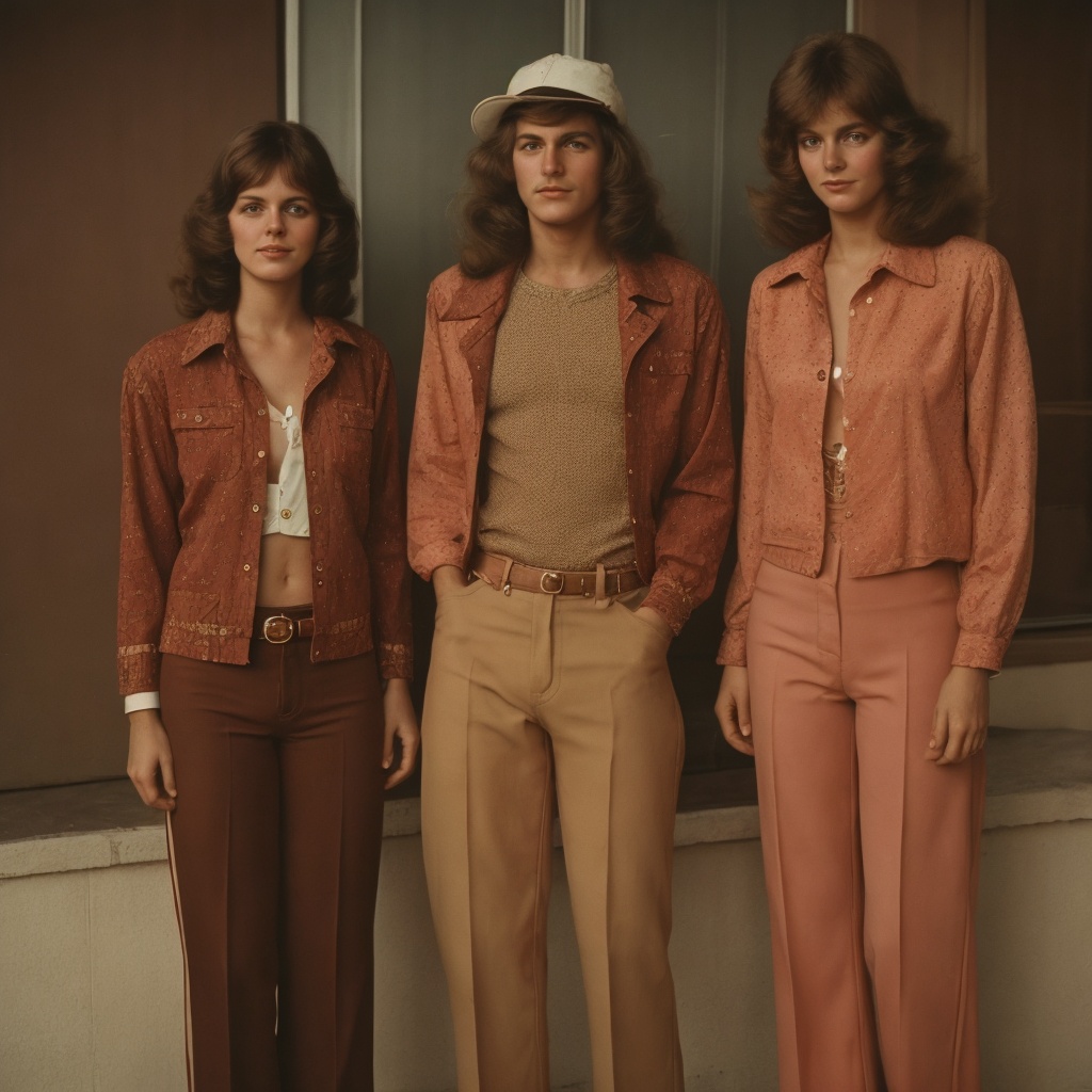 there is a man and a woman standing next to each other,  photo from the 70s,  photo from the 7 0 s on Tensor.Art