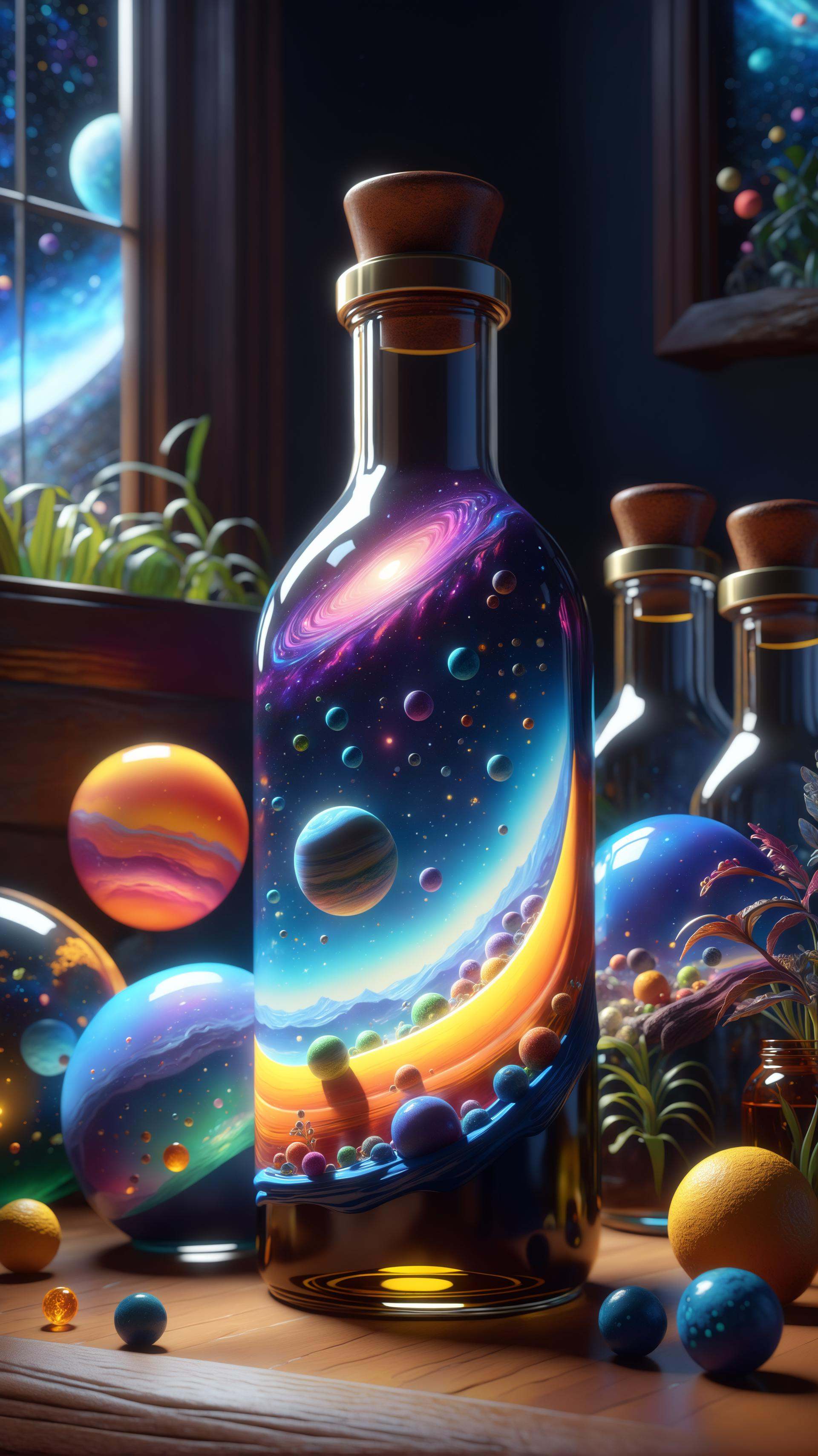 the entire observable universe in a single bottle,  Dreamlike,  Surreal landscapes on Tensor.Art
