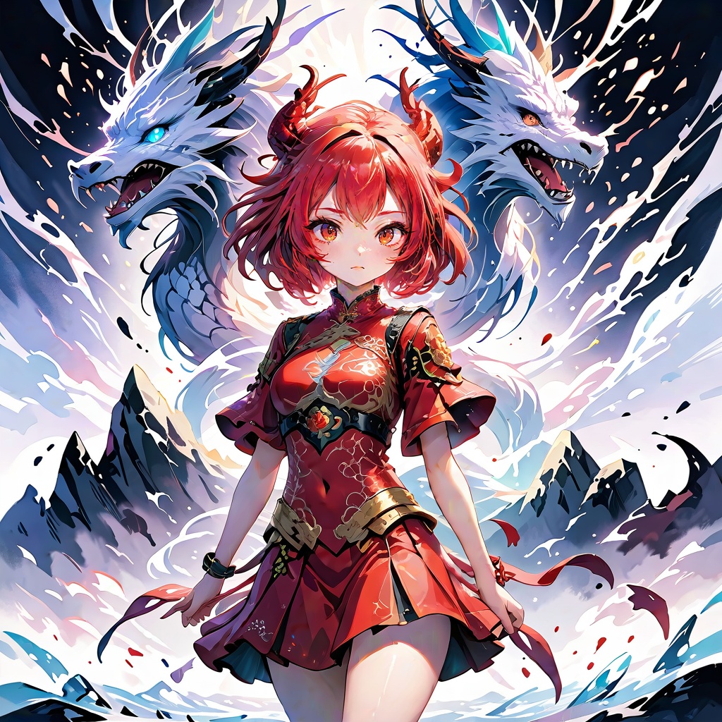 stylized ink painting and digital anime painting,  eastern dragon,  ink painting on Tensor.Art
