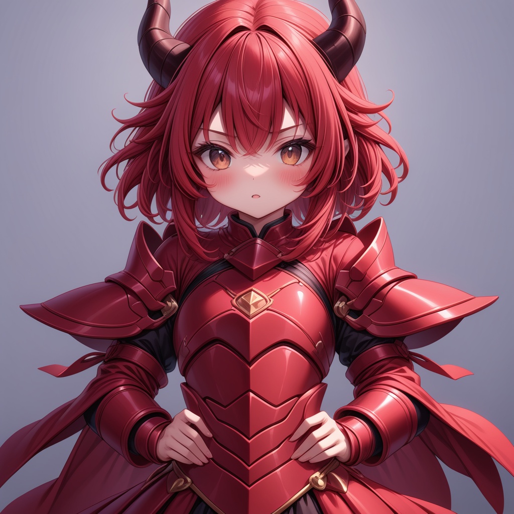 1dragon girl,  red hair,  red armor on Tensor.Art
