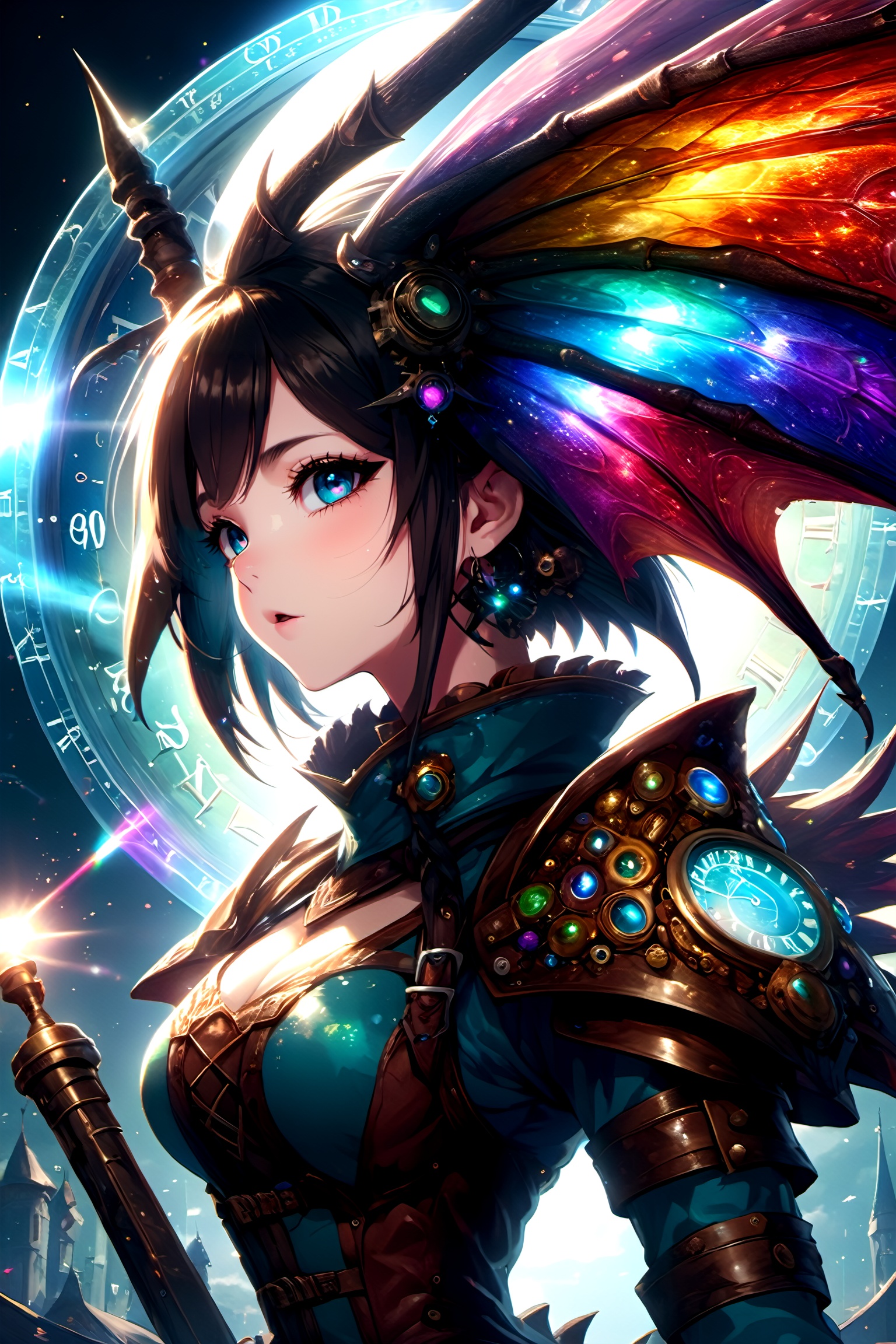 RainbowDragon,  Adventurer very beautiful and kawaii girl is terrified in front of the dragon,  ultra high-definition anim...