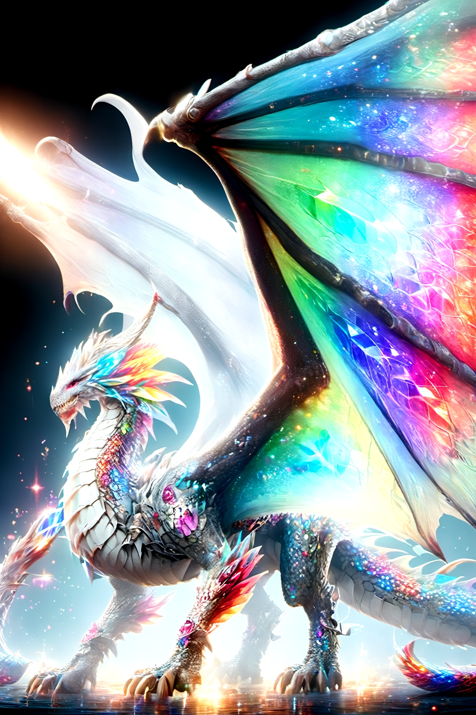 RainbowDragon,  Adventurer very beautiful and kawaii girl is terrified in front of the dragon,  ultra high-definition anim...