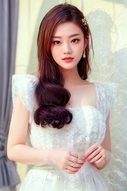 A stunning portrait of an 18-year-old beautiful Vietnamese girl,  cute face is depicted in this radiant work of art. The g...