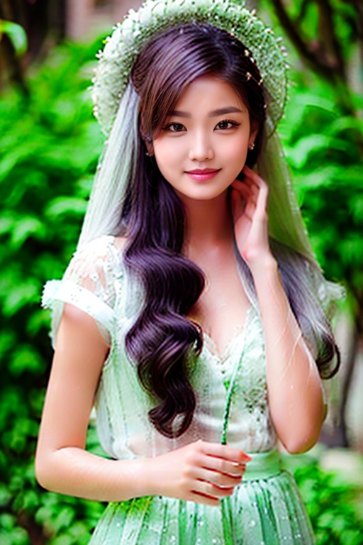In the realism of a photograph,  a mesmerizing portrait captures a 18-year-old Vietnamese girl with long white hair. Her y...