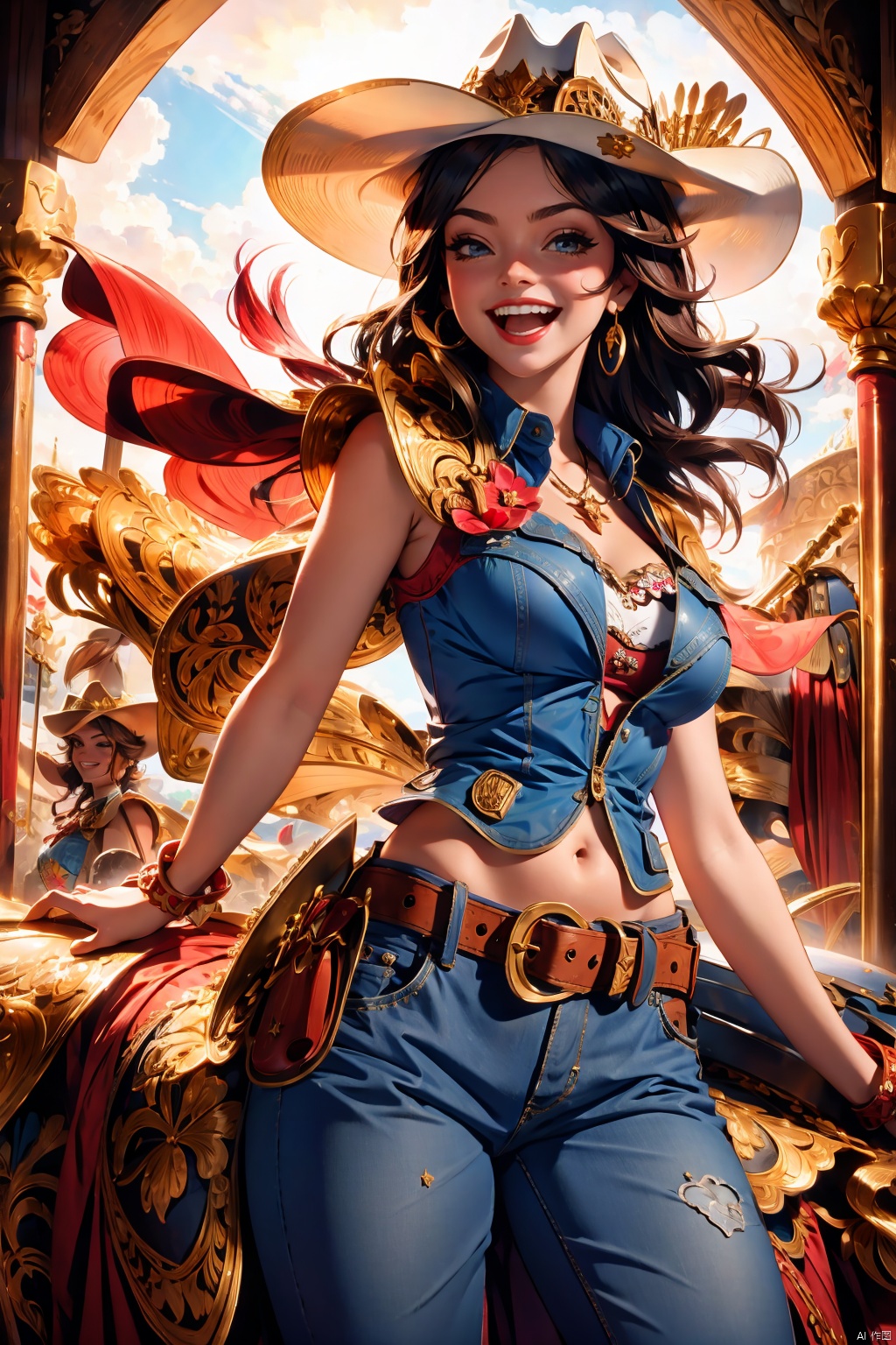laughing,weapon,cowgirl, cowgirl