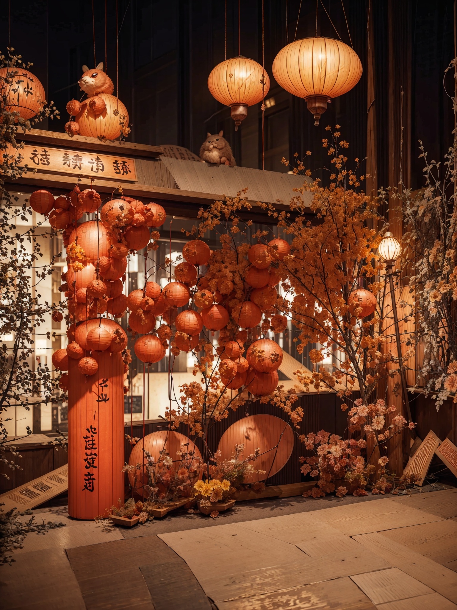 Festival atmospherecouplet, lantern, bird, animal lantern