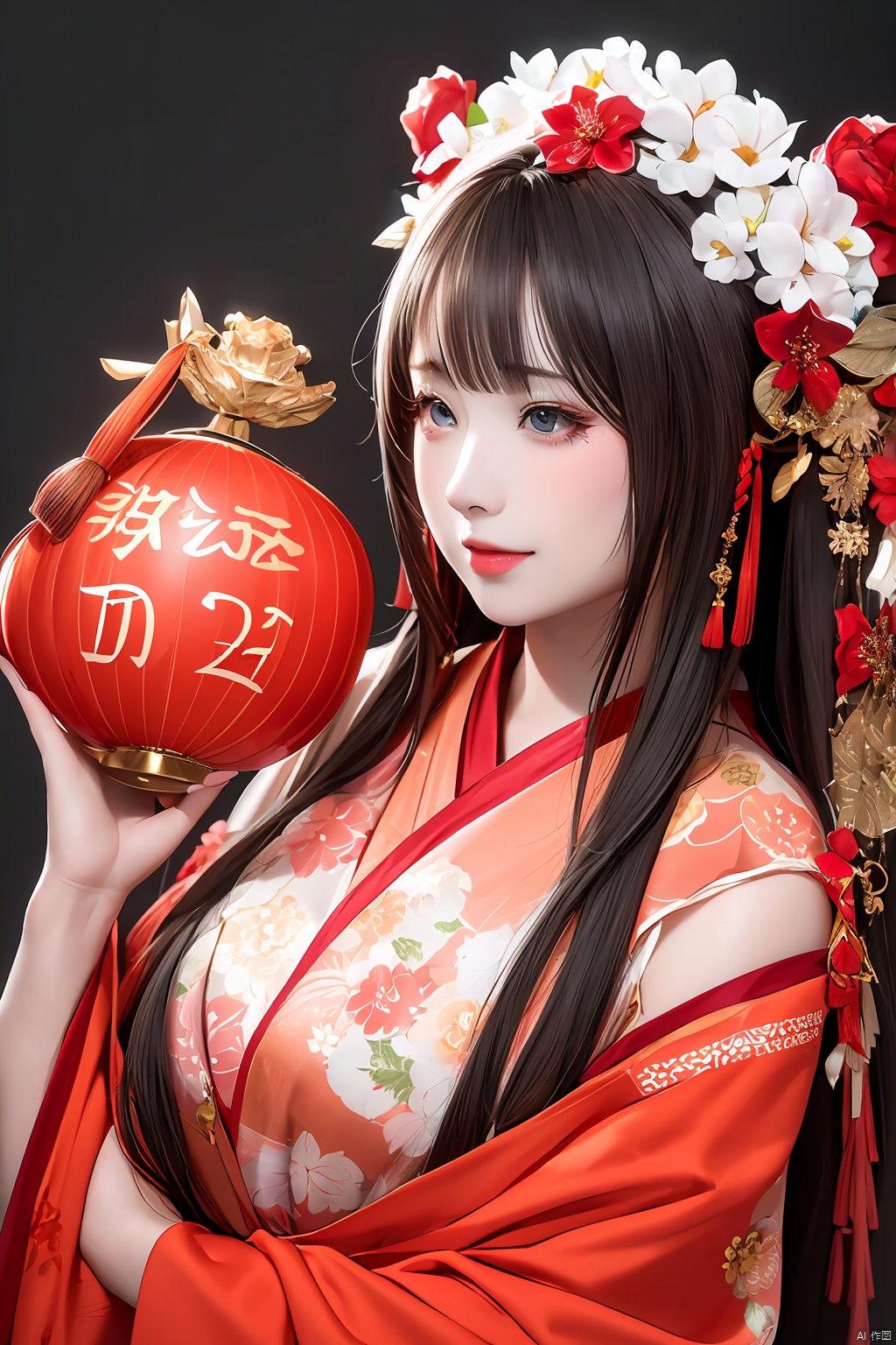  2024, Happy New Year in the Year of the Dragon, 1girl,Lunar New Year on February 10, 2024, real, realistic,White background