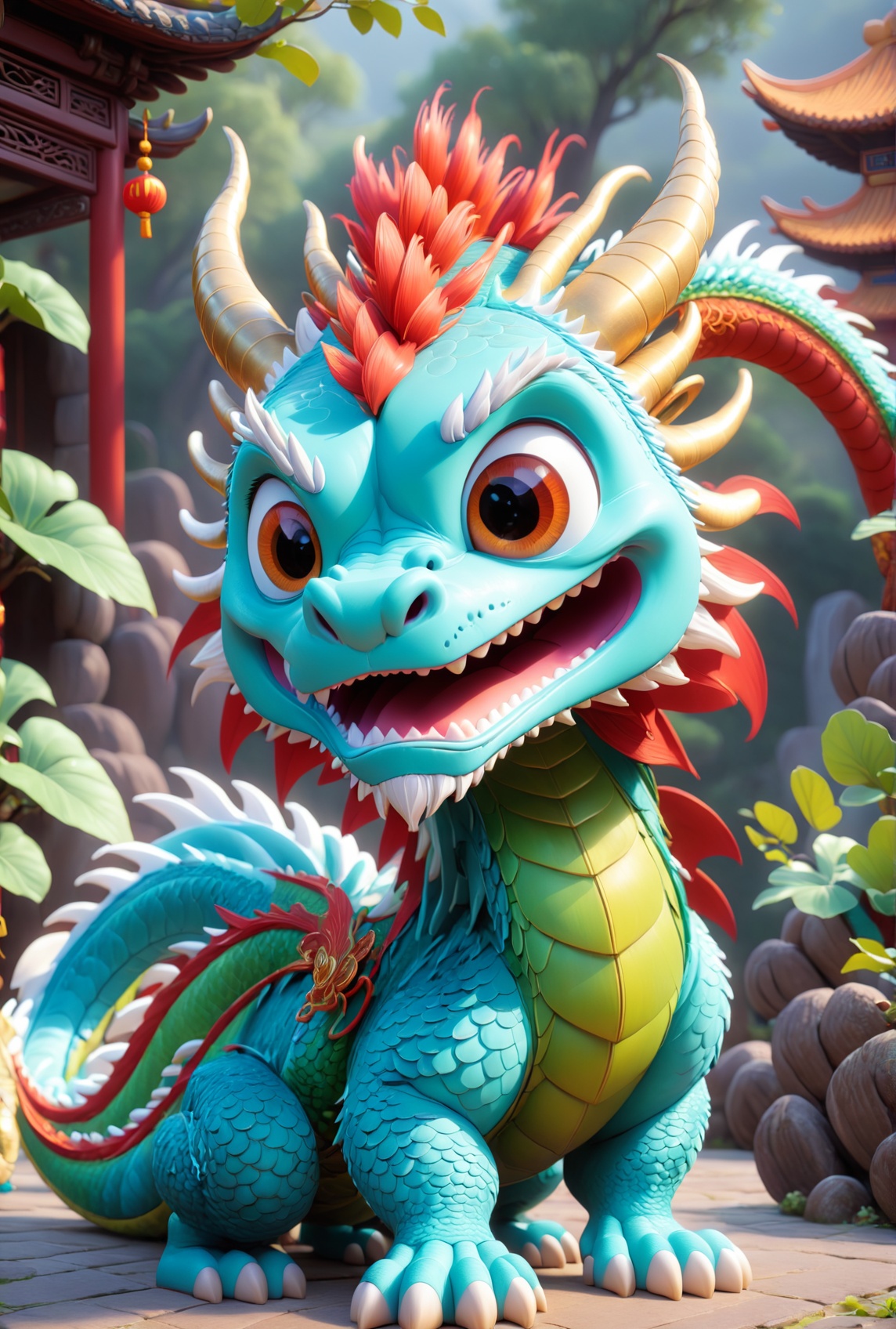 cute Chinese  dragon Pixar style