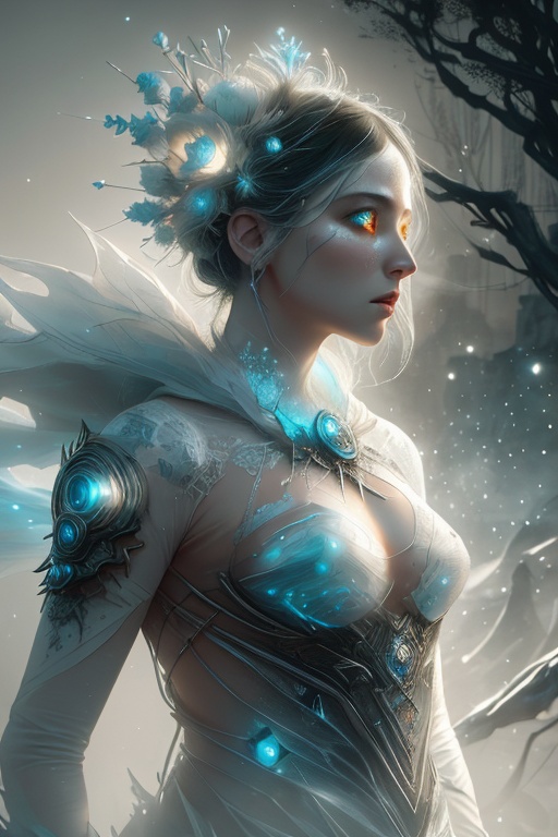 By Eric Lacombe By Patrice Murciano Frostpunk Fashion Photography,  white glacial blue,  minimalism on Tensor.Art